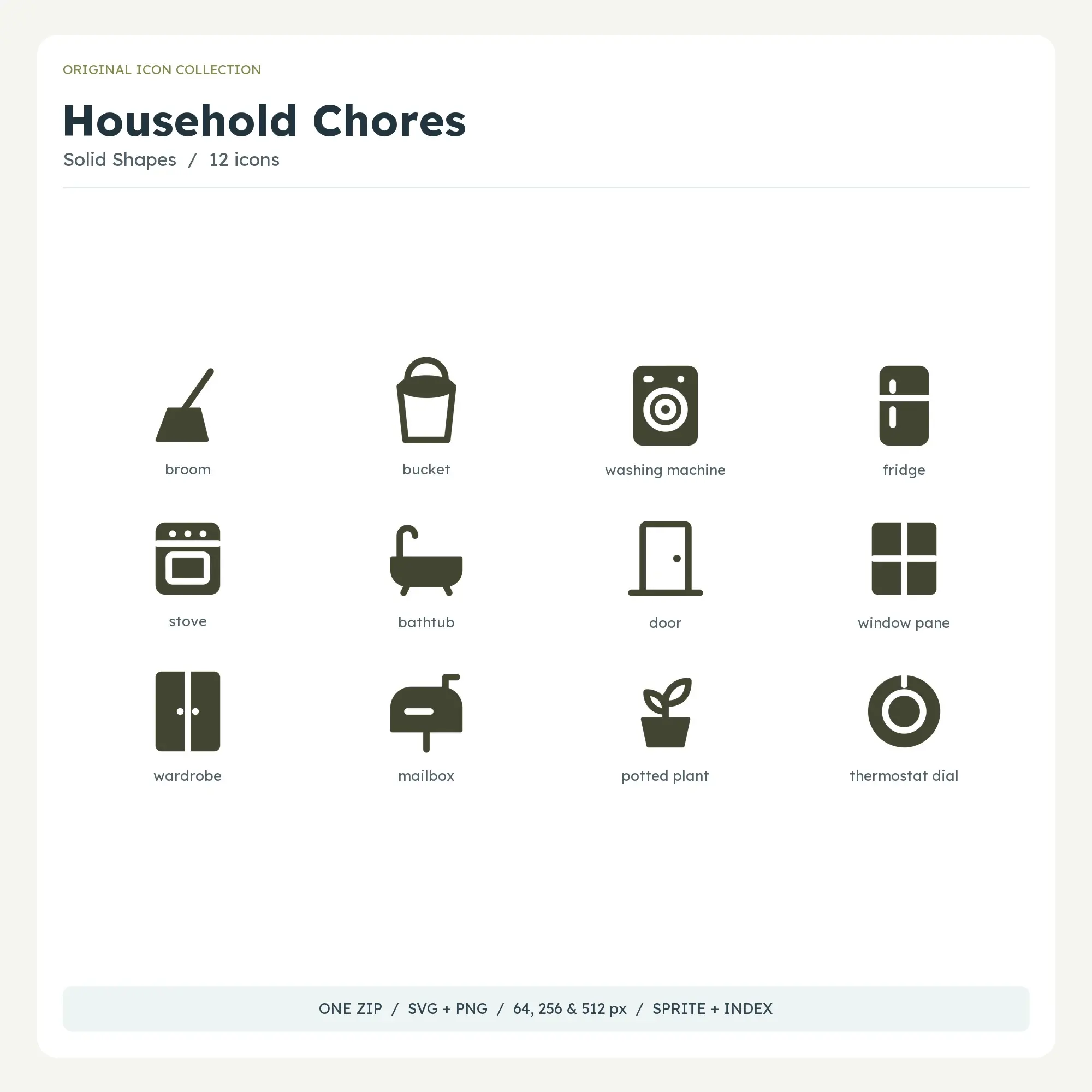 Household Chores Icons - Solid Shapes preview