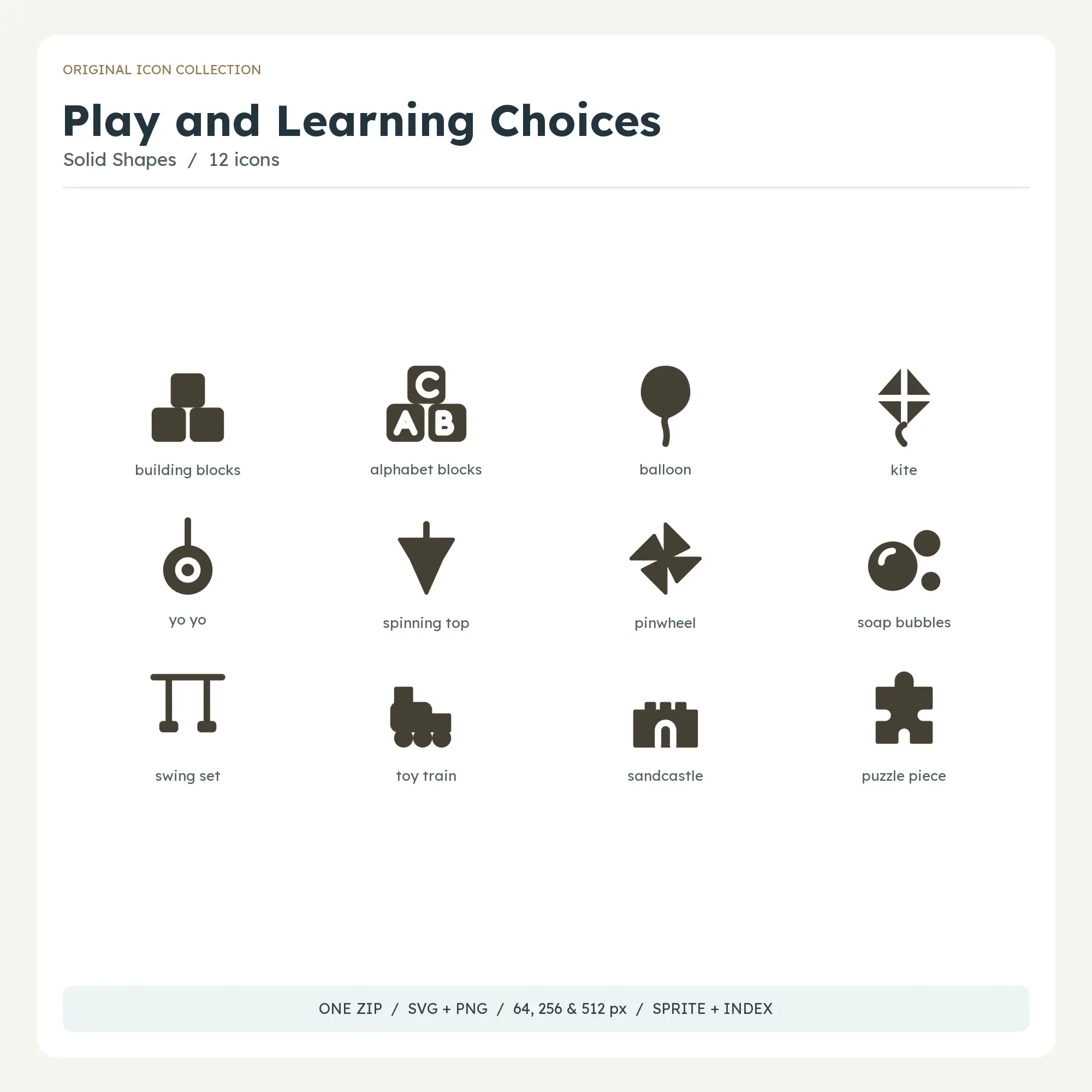 Play and Learning Choices Icons - Solid Shapes preview