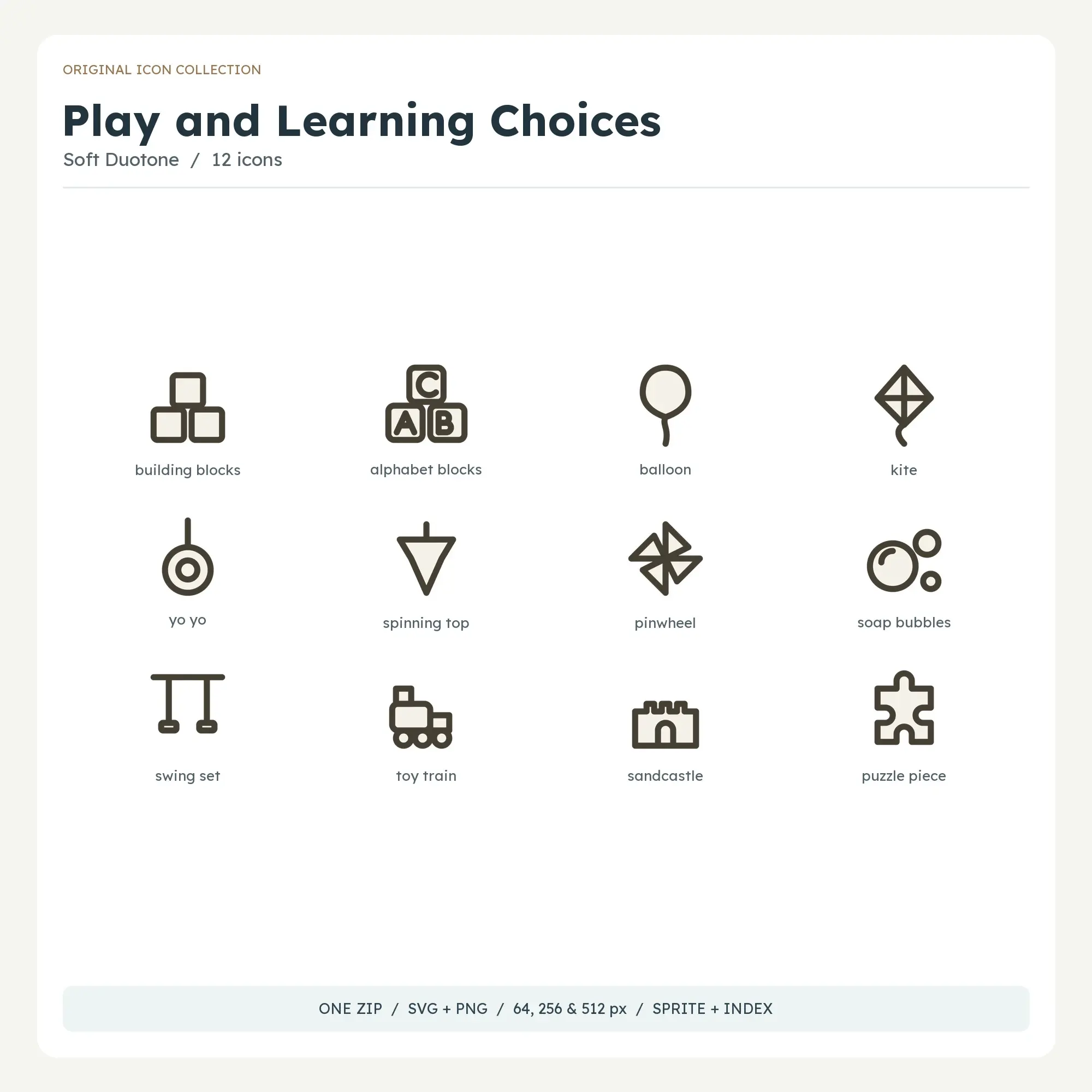 Play and Learning Choices Icons - Soft Duotone preview