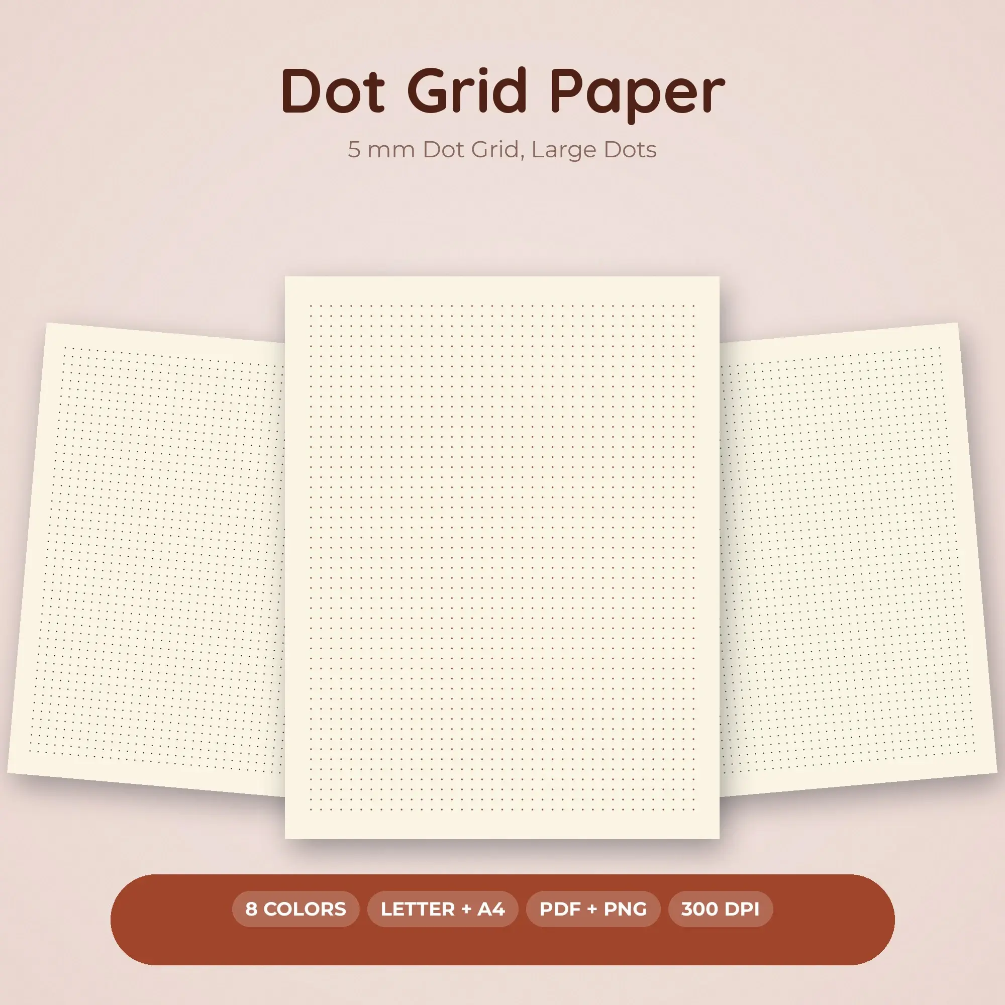 5 mm Dot Grid Paper, Large Dots - 8 Autumn Papers, A4 + Letter preview