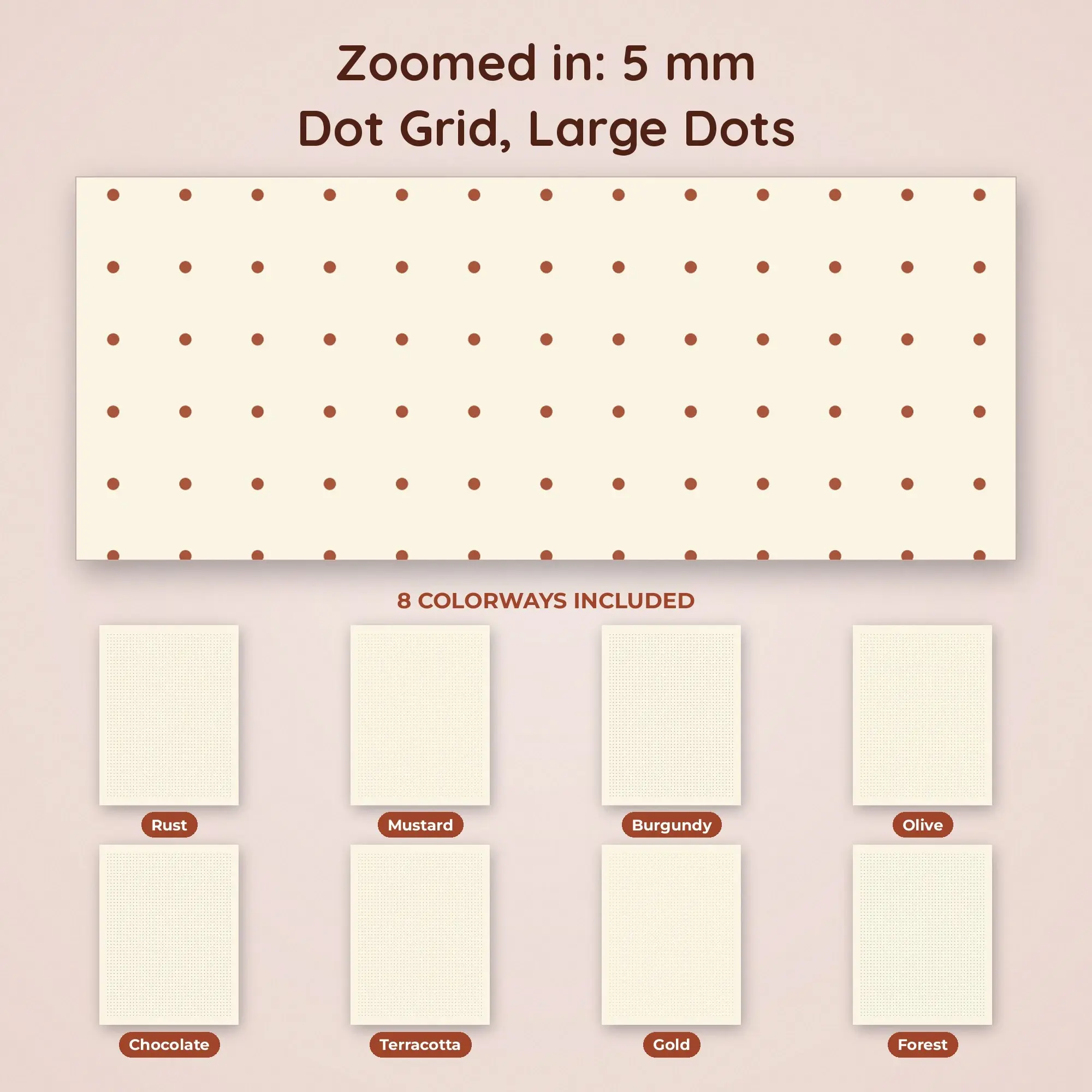 5 mm Dot Grid Paper, Large Dots - 8 Autumn Papers, A4 + Letter, preview 2 of 2