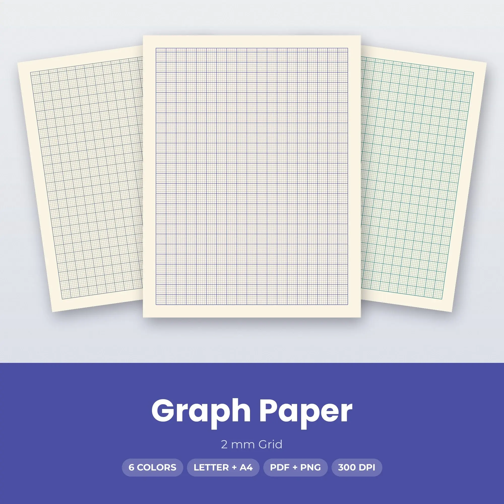 6 Color Graph Paper: 2 mm Grid | PDF & PNG preview