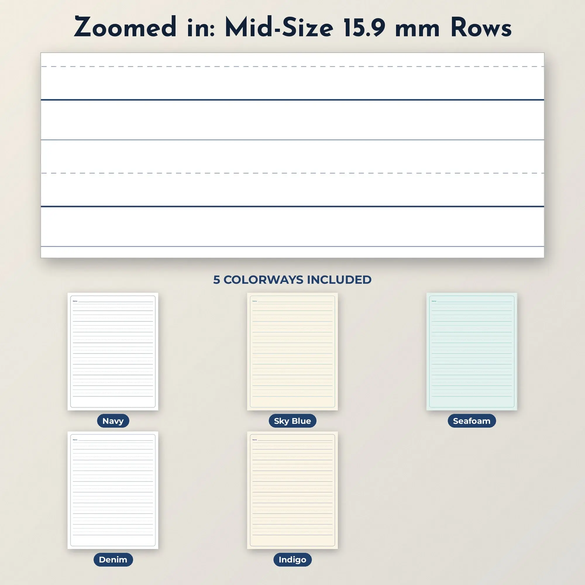 Handwriting Practice Paper Pack, Mid-Size 15.9 mm Rows - PDF + PNG, preview 2 of 2