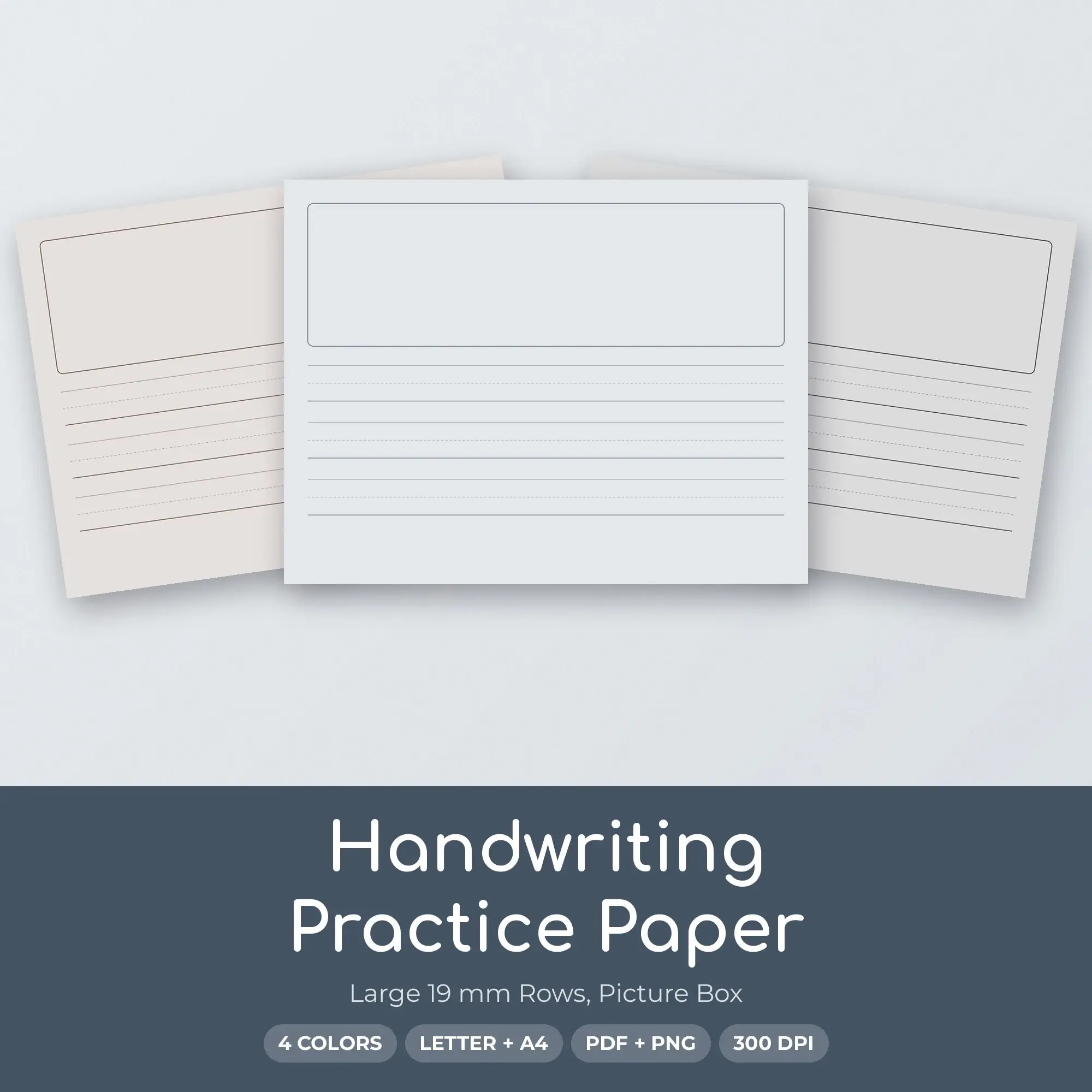 Large 19 mm Rows Handwriting Practice Paper, Picture Box preview