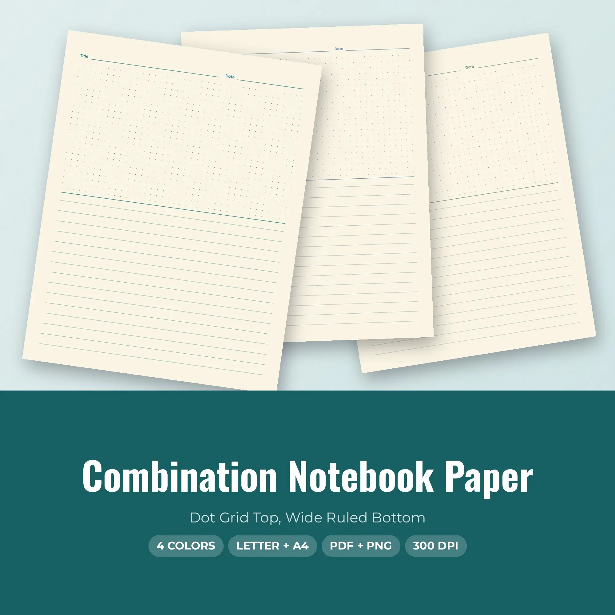 Dot Grid Top Combination Notebook Paper, Wide Ruled Bottom preview