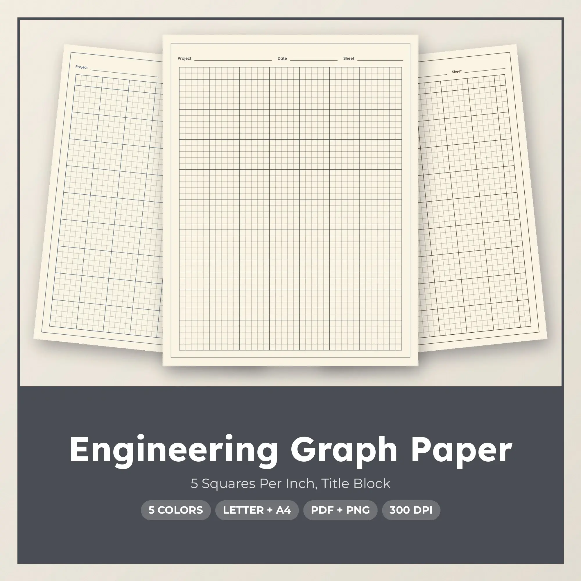 5 Squares Per Inch Engineering Graph Paper, Title Block preview