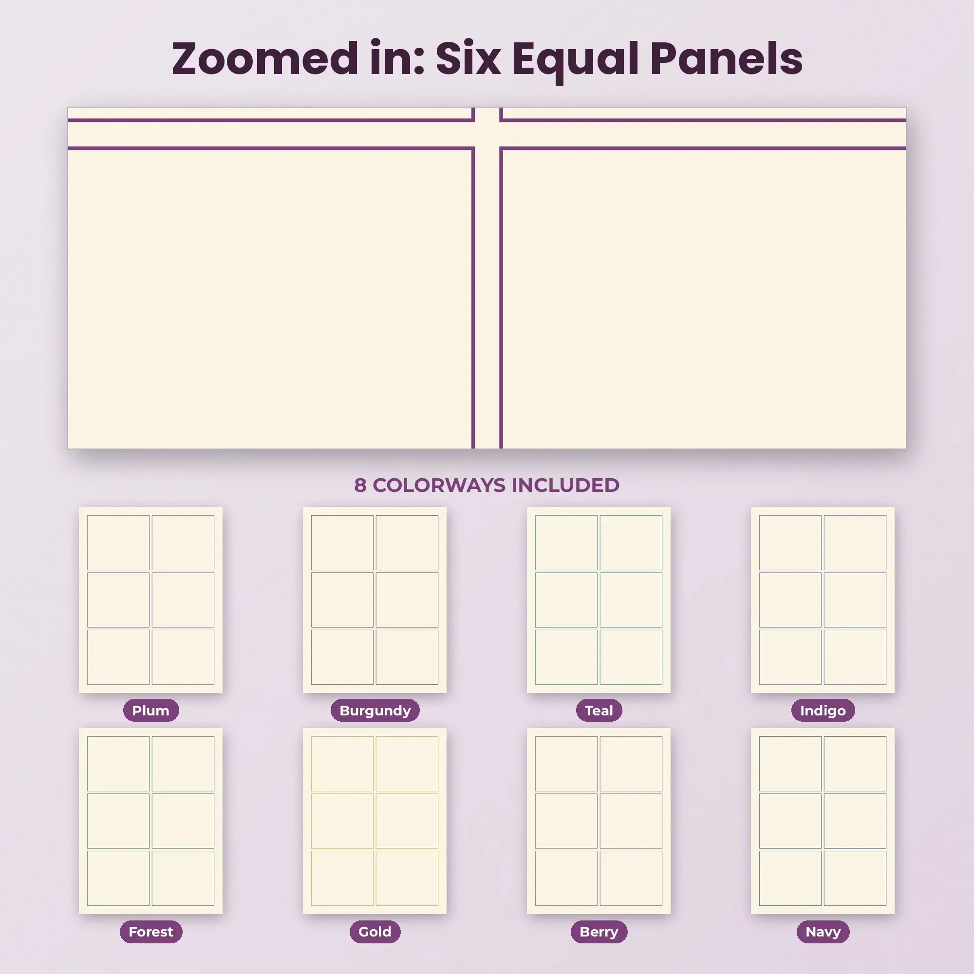 Comic Panel Template Paper Pack, Six Equal Panels - PDF + PNG, preview 2 of 2