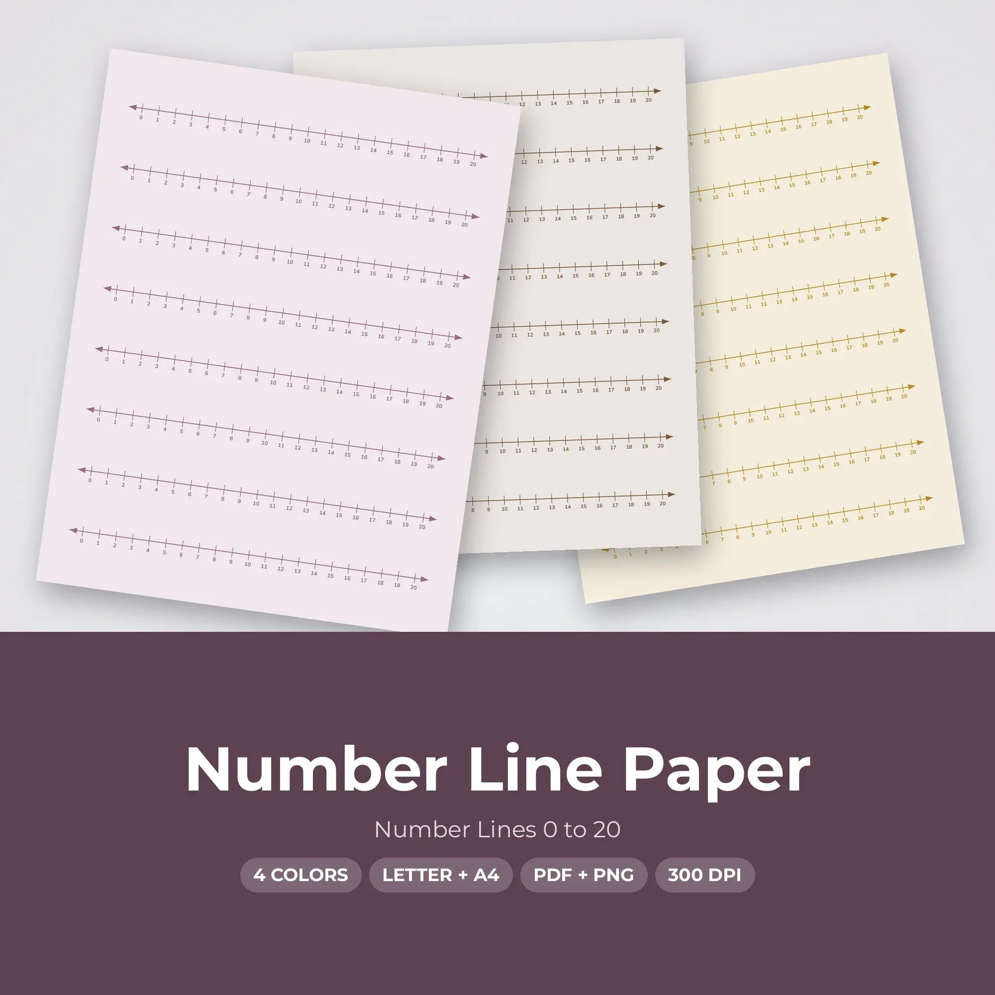 Number Lines 0 to 20 Number Line Paper - 4 Boho Papers, A4 + Letter preview