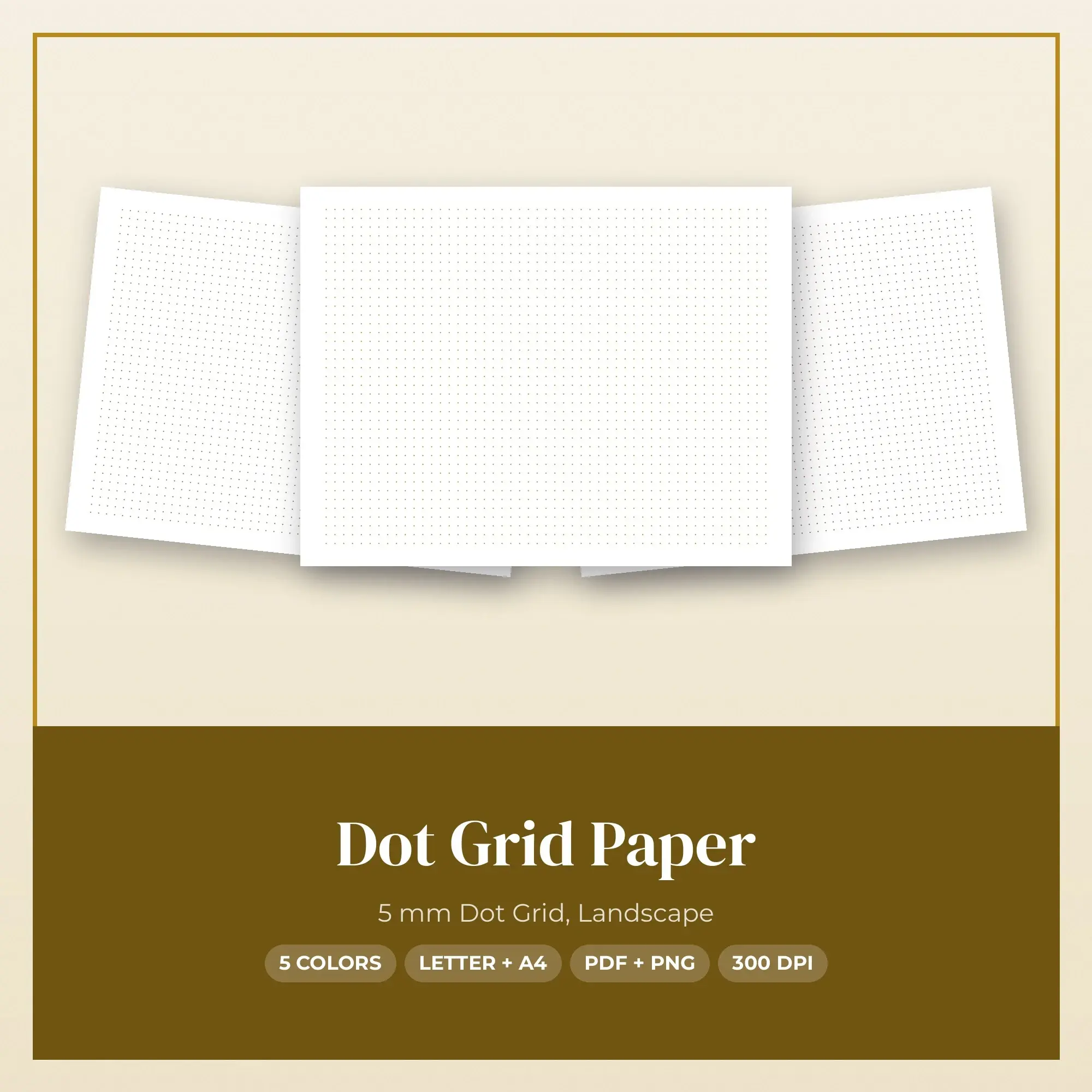 5 mm Dot Grid Paper, Landscape, Earth Tone Colors, US Letter + A4 preview