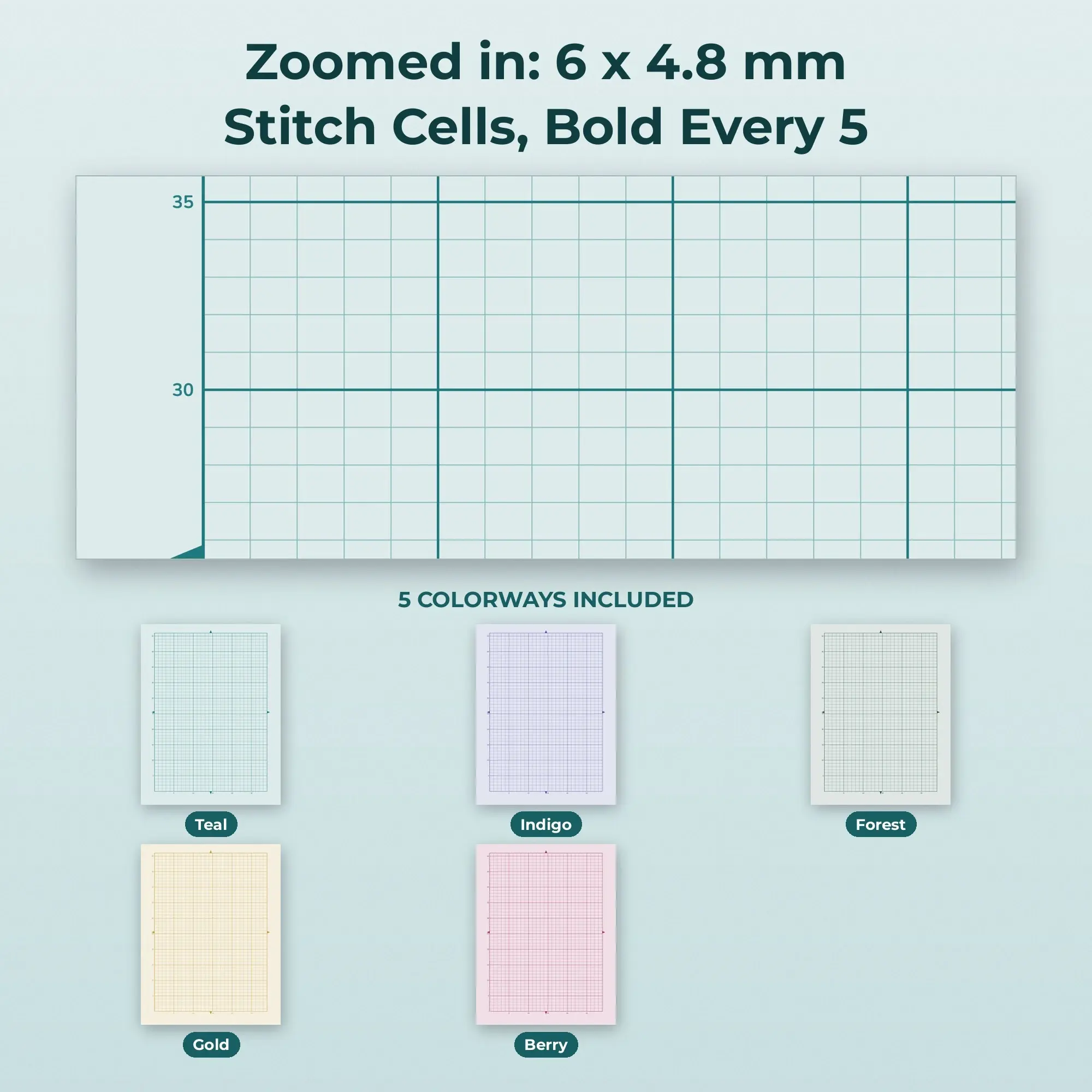 6 x 4.8 mm Stitch Cells Knitting Chart Paper, Bold Every 5, preview 2 of 2