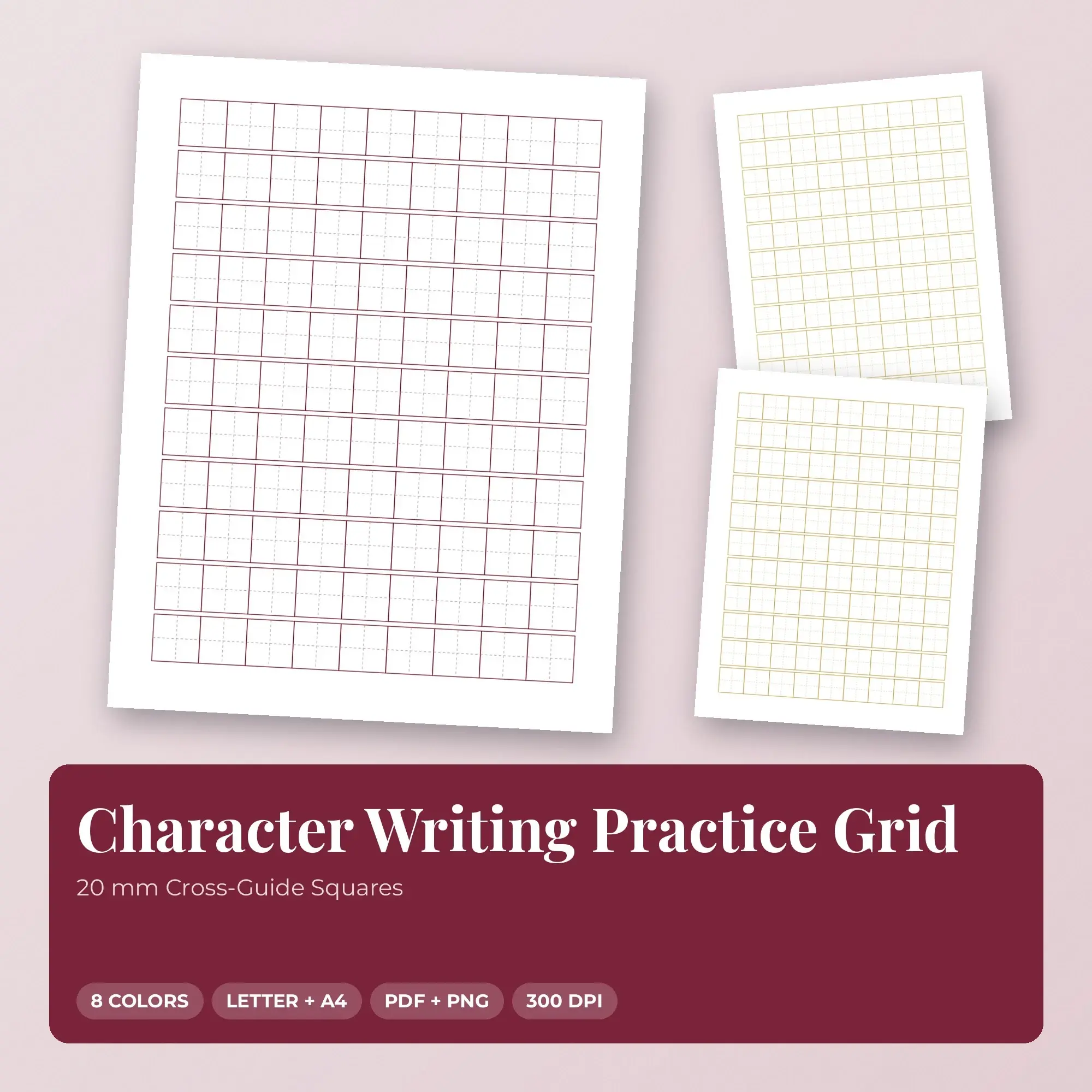 20 mm Cross-Guide Squares Character Writing Practice Grid preview
