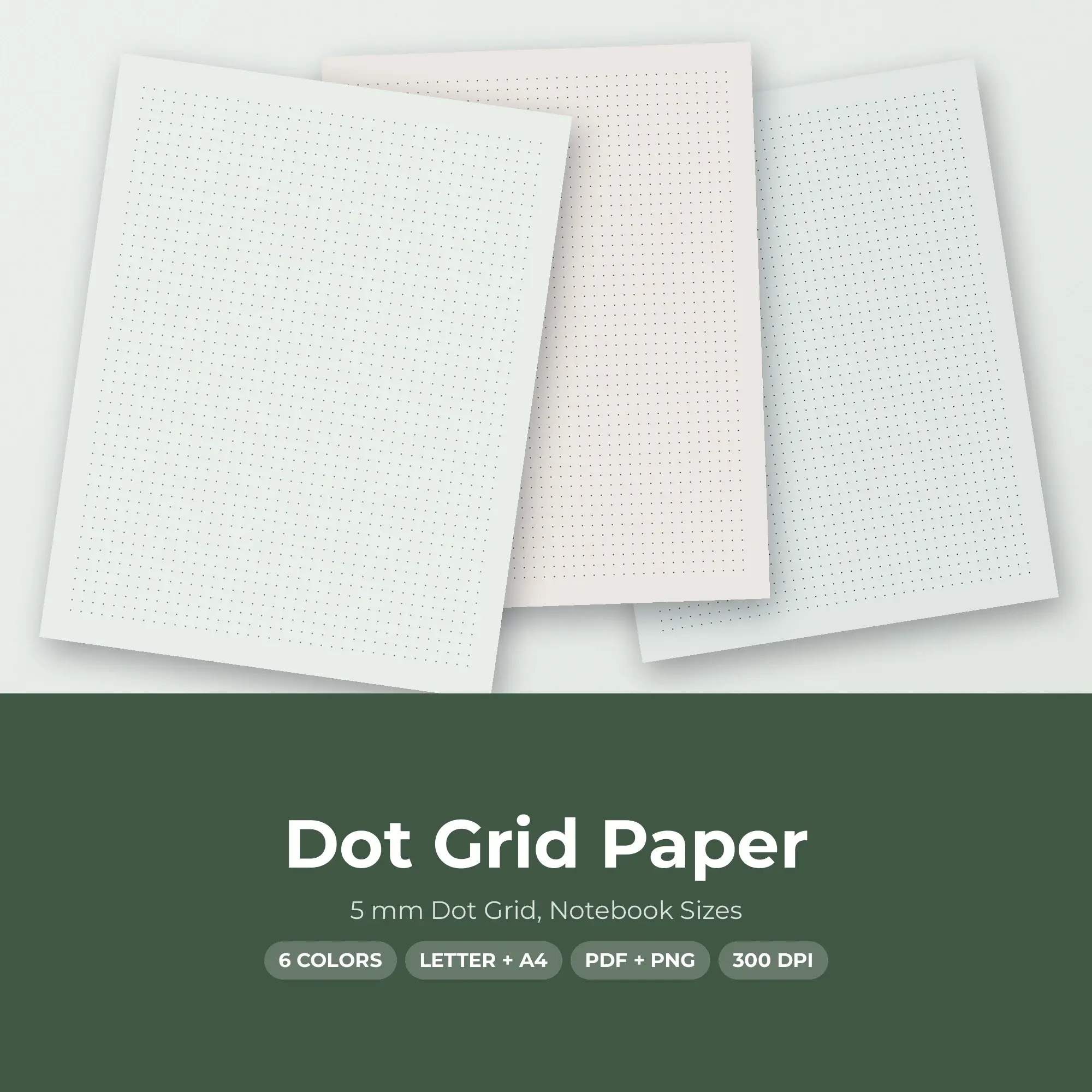 5 mm Dot Grid Paper, Notebook Sizes, Earth Tone Colors, US Letter + A4 preview
