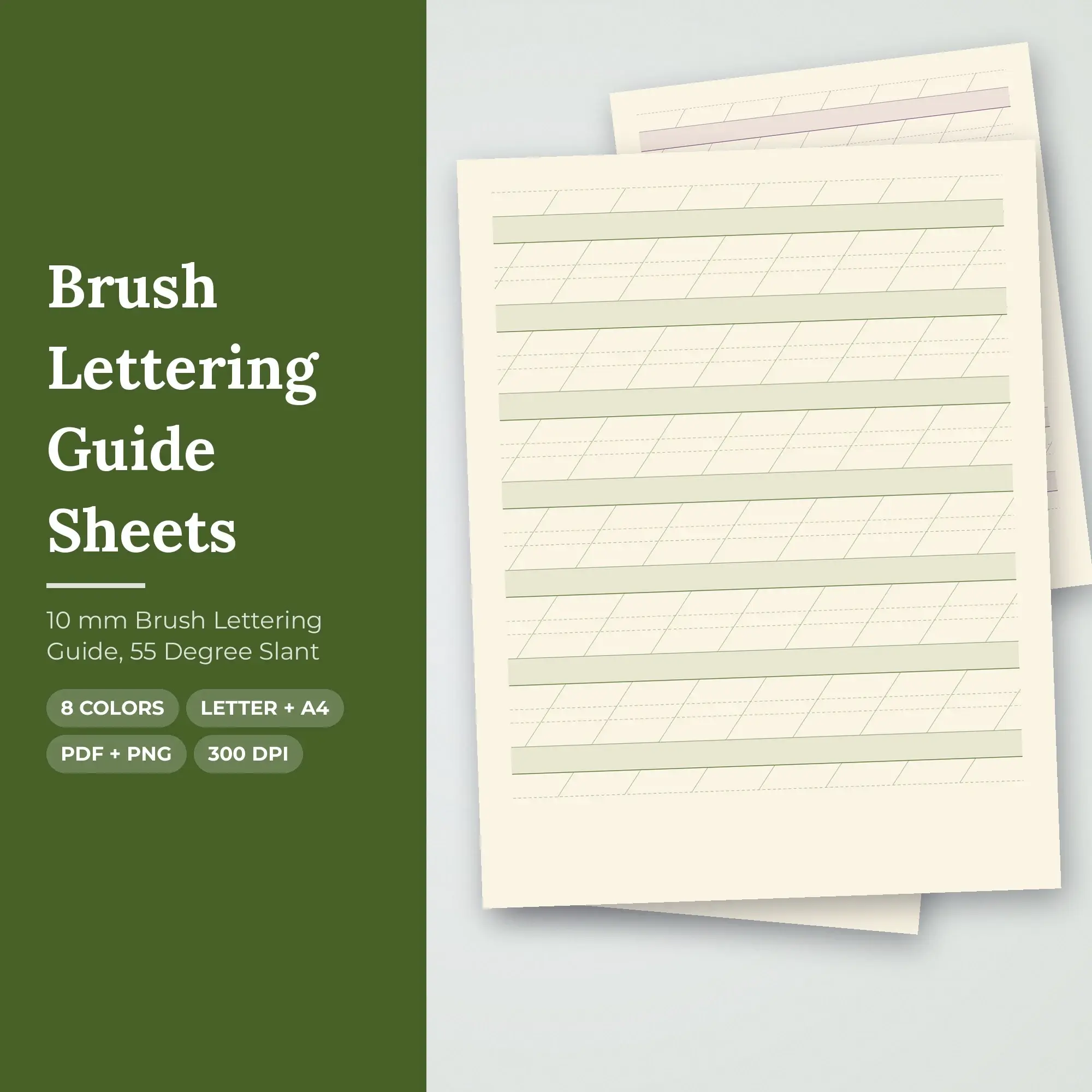 10 mm Brush Lettering Guide Sheets, 55 Degree Slant preview
