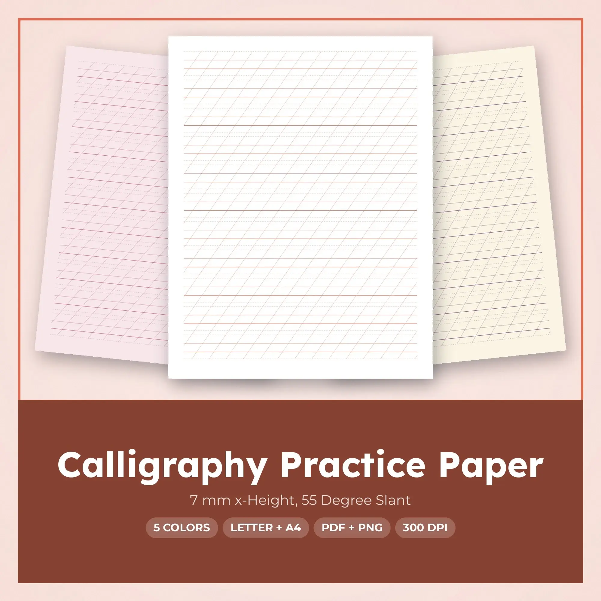 7 mm x-Height Calligraphy Practice Paper, 55 Degree Slant preview