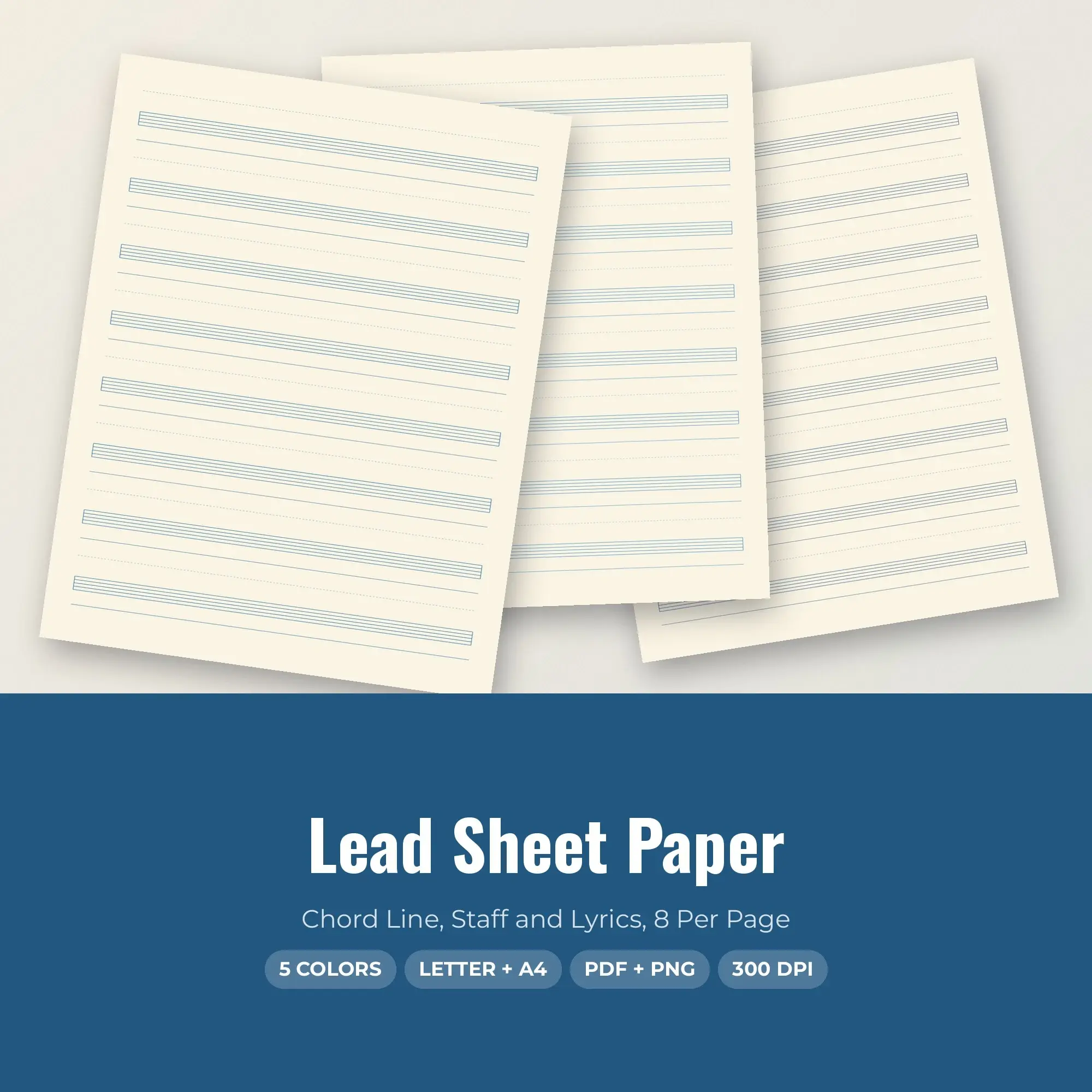 Chord Line Lead Sheet Paper, Staff and Lyrics, 8 Per Page preview
