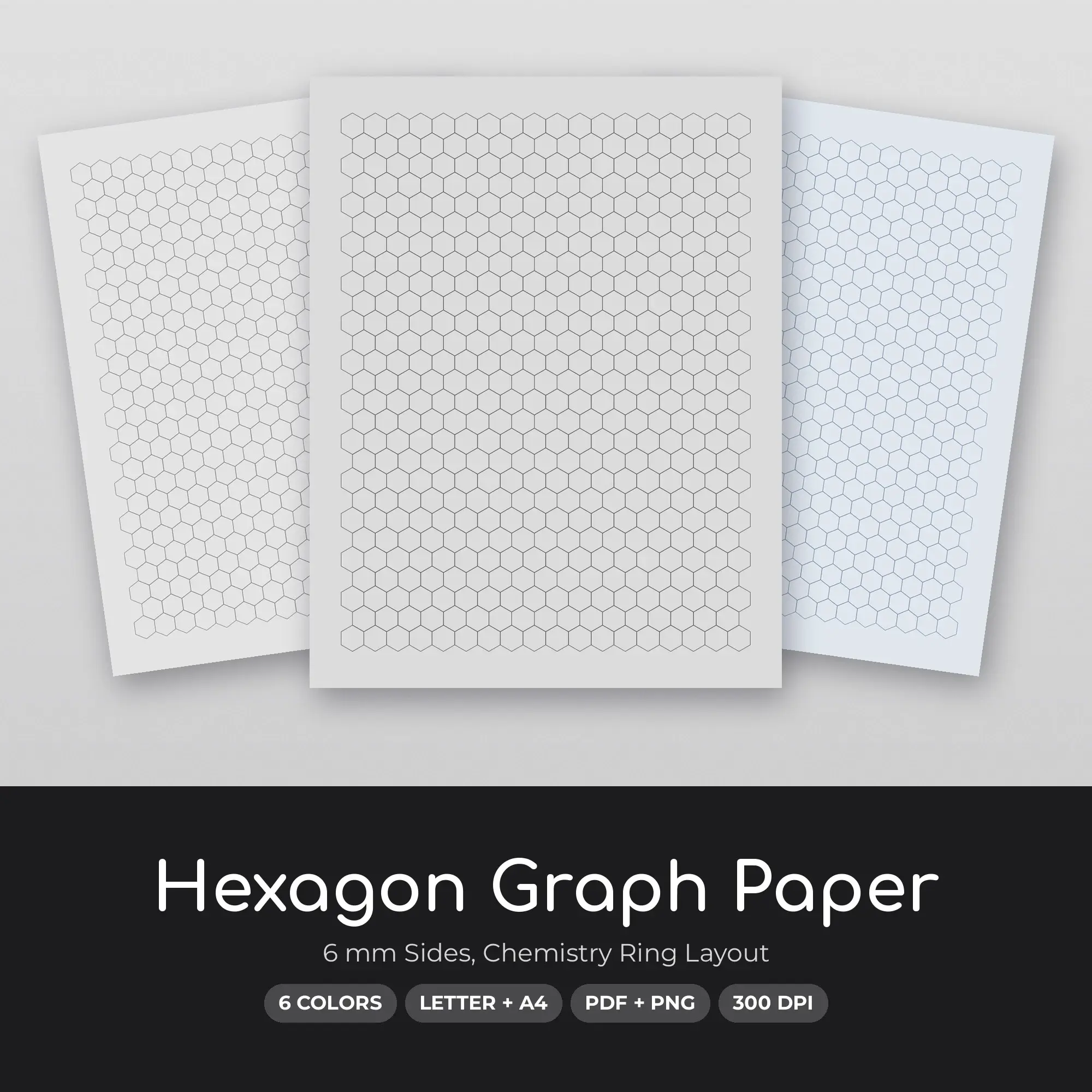 6 mm Sides Hexagon Graph Paper, Chemistry Ring Layout preview