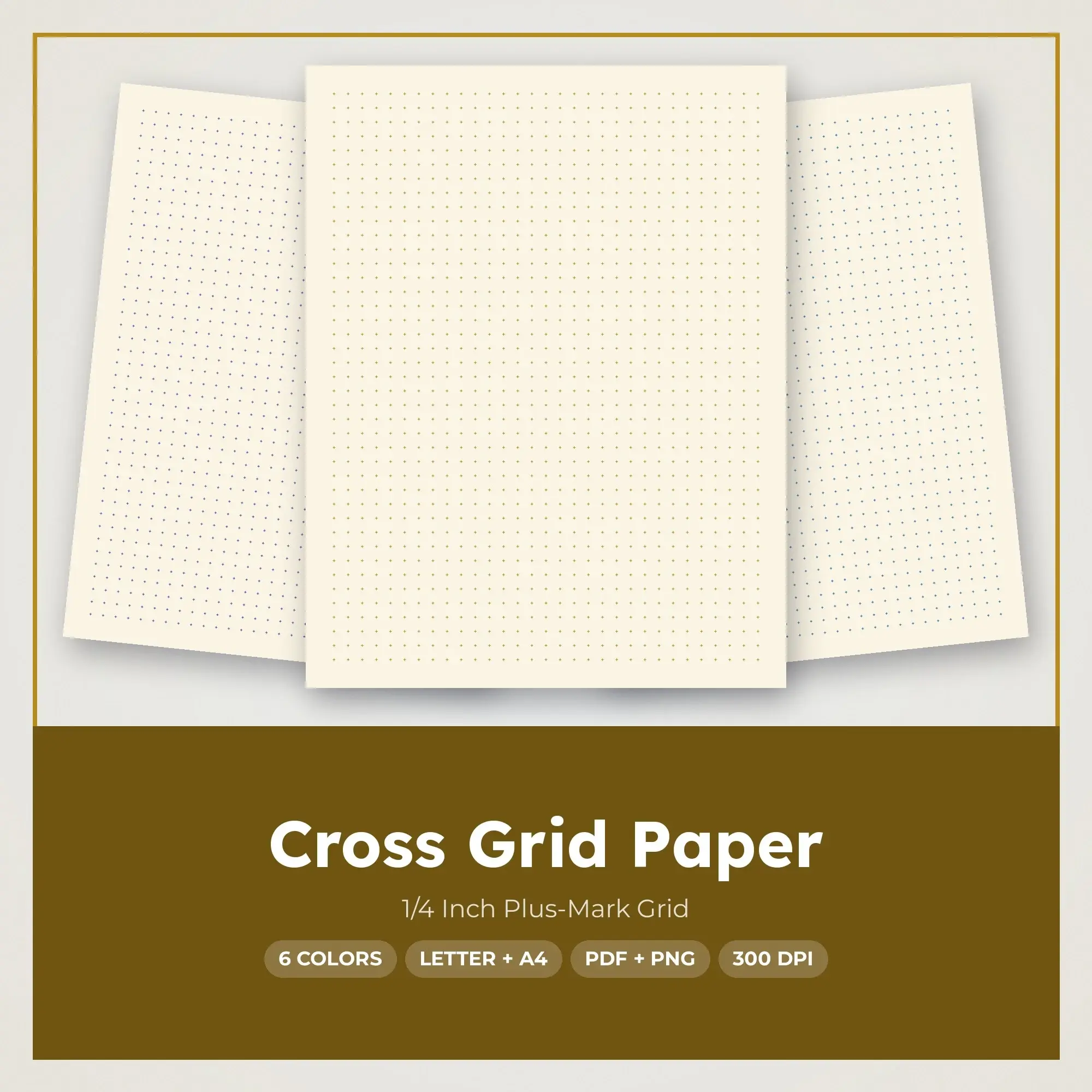 Cross Grid Paper - 1/4 Inch Plus-Mark Grid, 6 Colorways, PDF + PNG preview