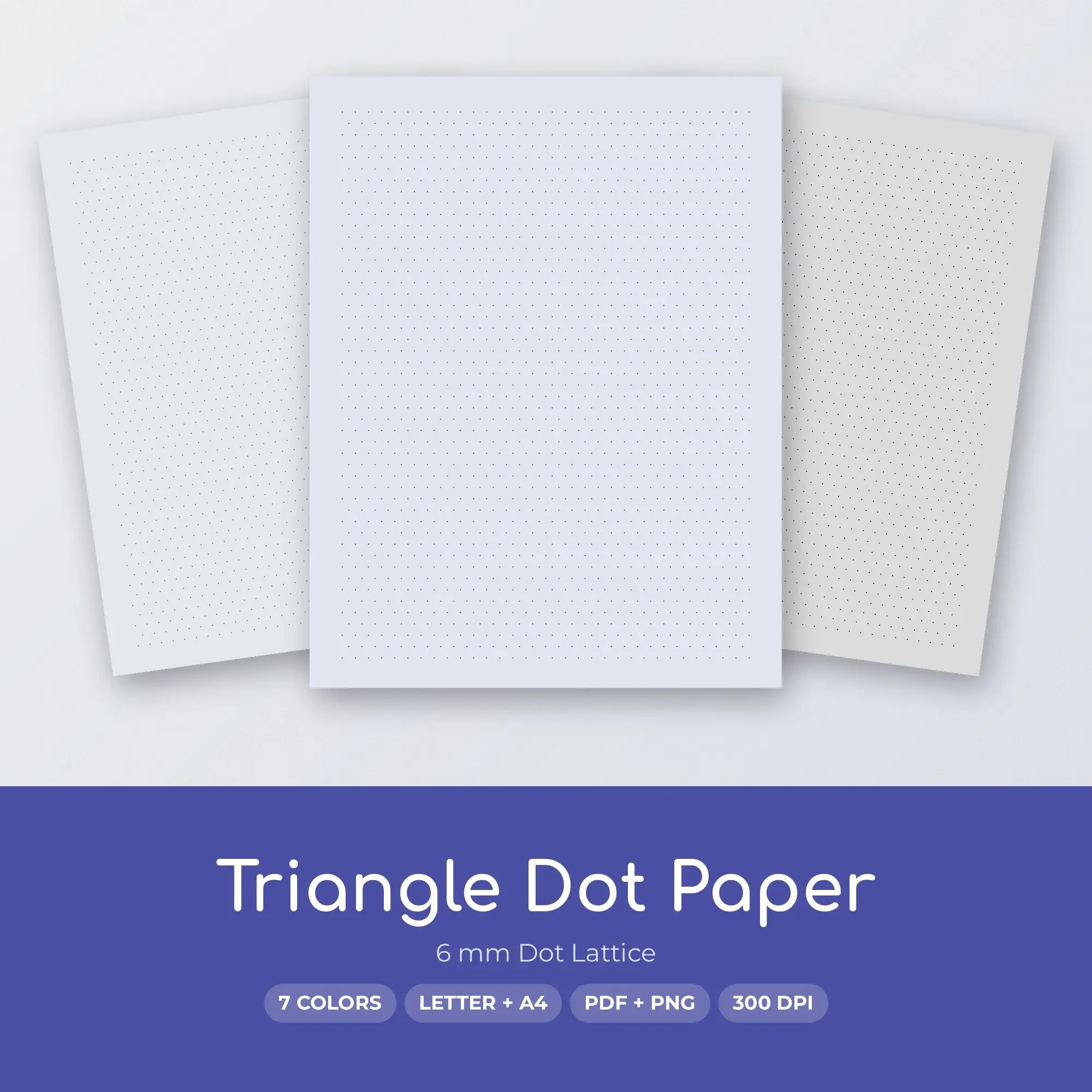 Printable Triangle Dot Paper, 6 mm Dot Lattice (Midnight Palette) preview
