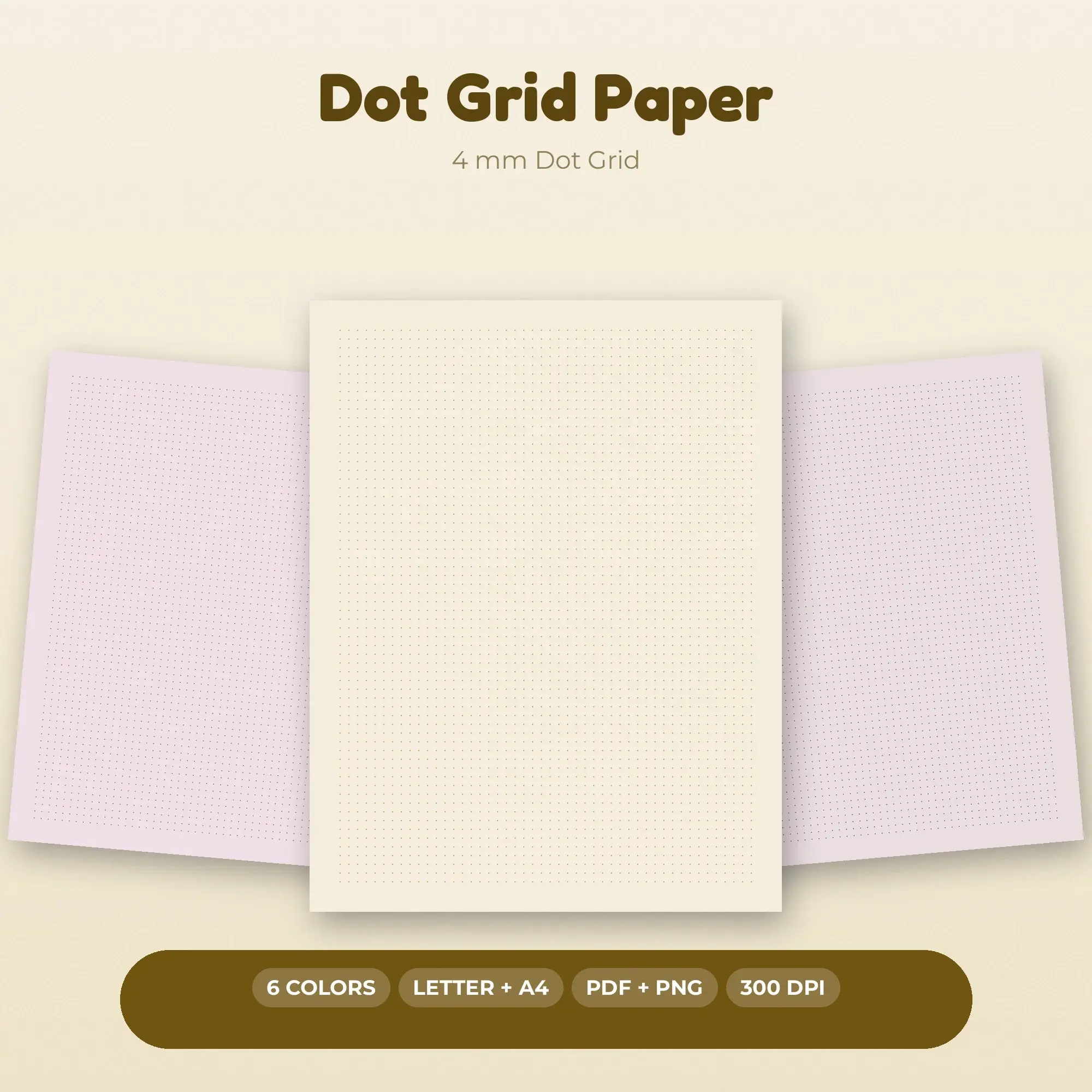 6 Color Dot Grid Paper: 4 mm Dot Grid | PDF & PNG preview