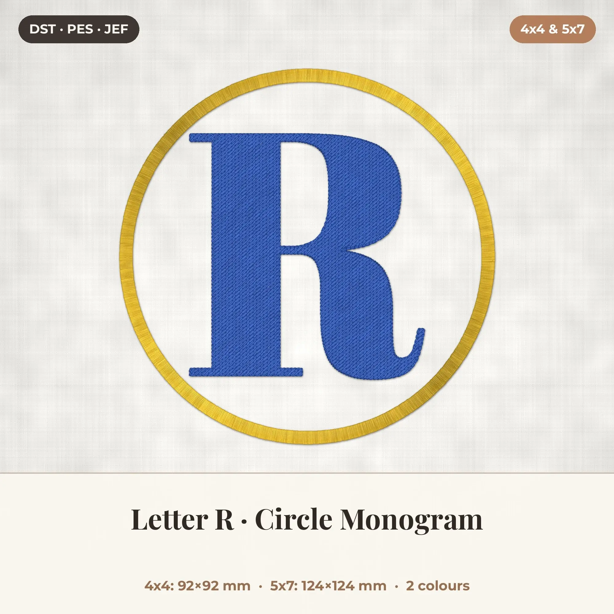 Letter R Circle Monogram Embroidery Design 4x4 5x7 preview