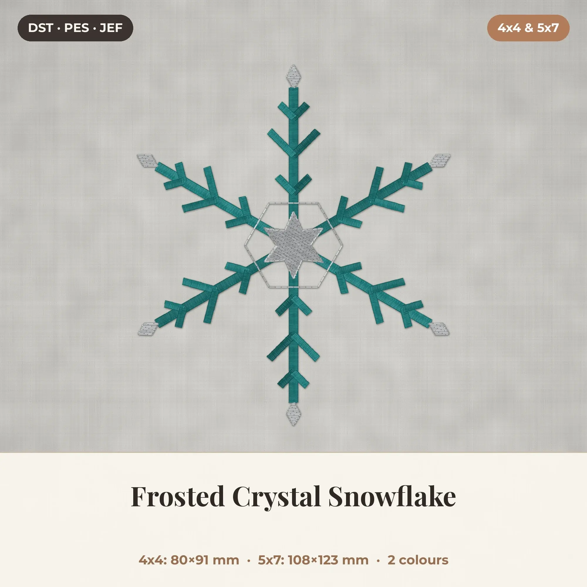 Frosted Crystal Snowflake Machine Embroidery Design 4x4 5x7 preview
