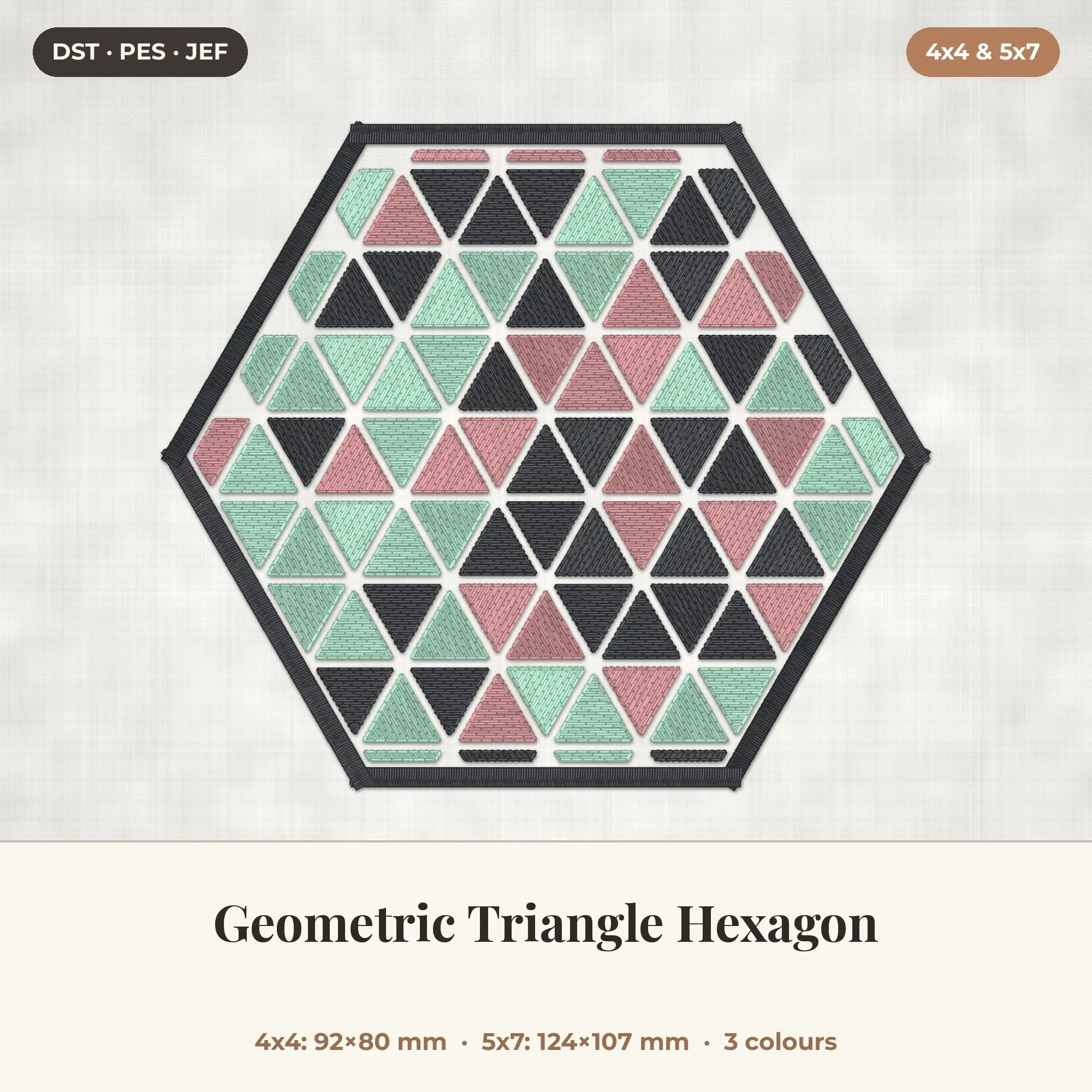 Geometric Triangle Hexagon Machine Embroidery Design 4x4 5x7 preview