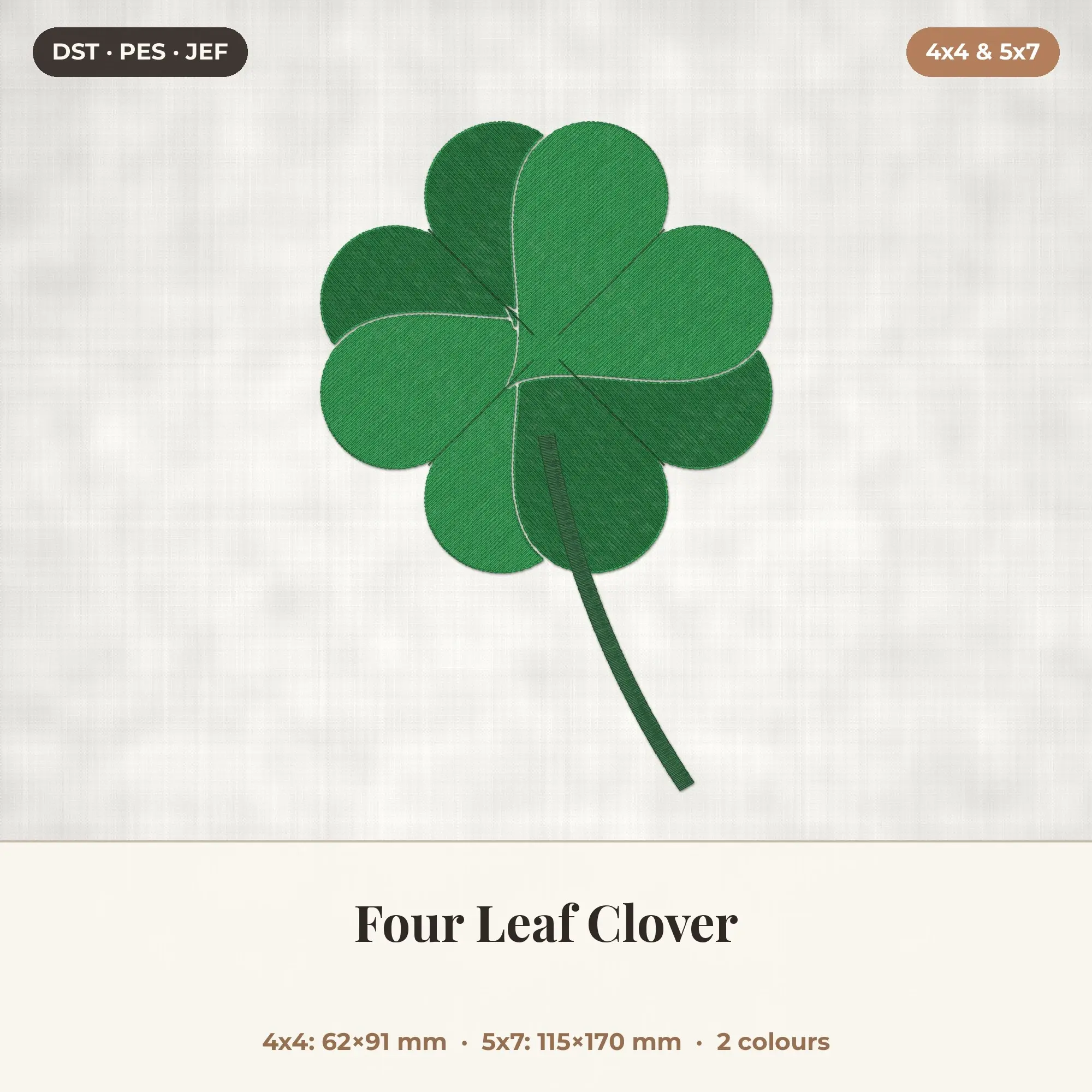 Four Leaf Clover Machine Embroidery Design 4x4 5x7 preview