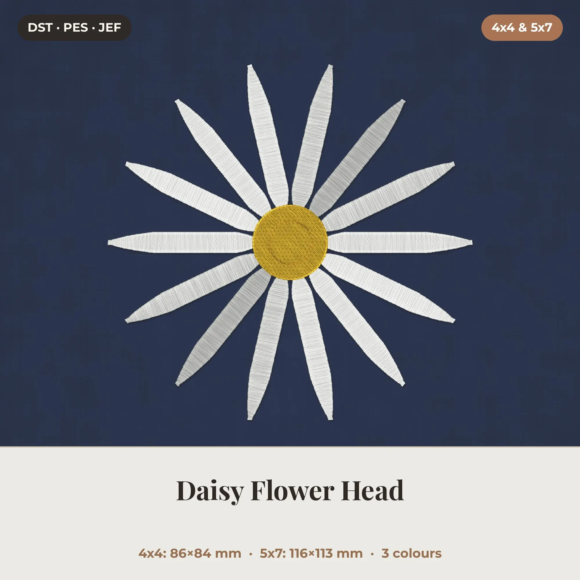 Daisy Flower Head Machine Embroidery Design 4x4 5x7 preview