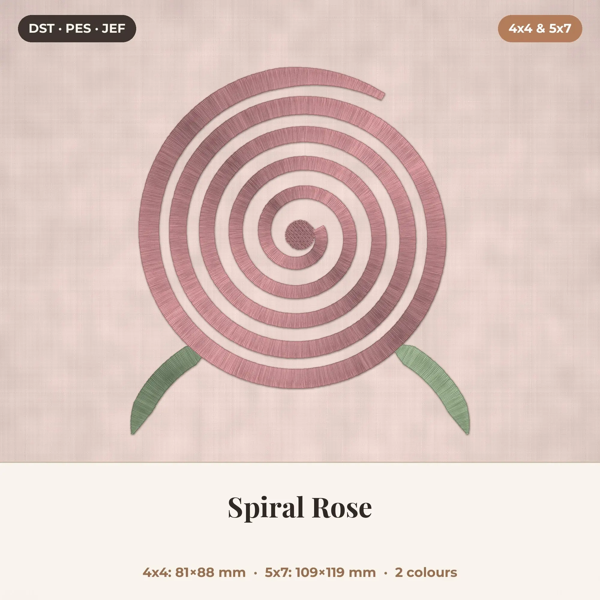 Spiral Rose Machine Embroidery Design 4x4 5x7 preview
