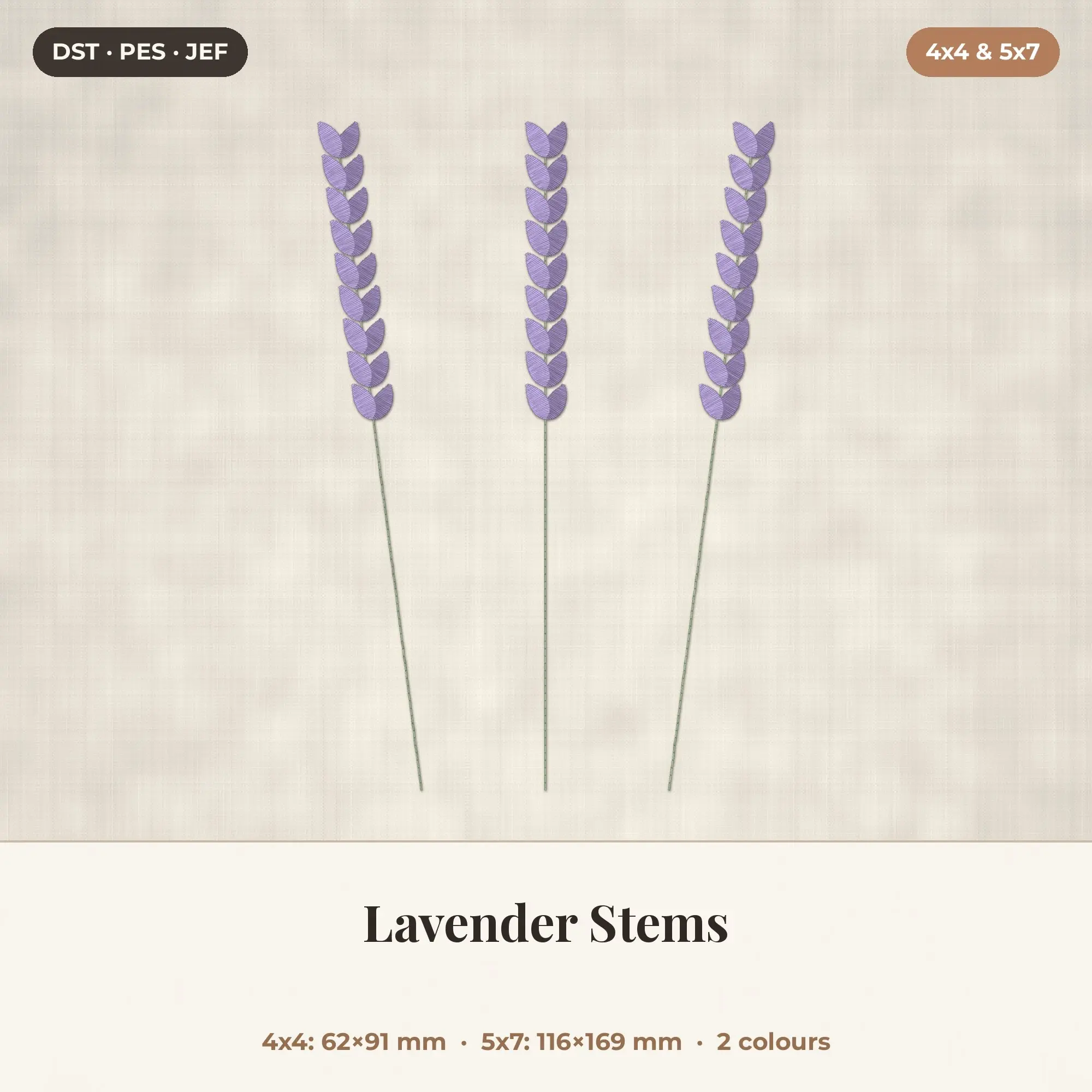 Lavender Stems Machine Embroidery Design 4x4 5x7 preview