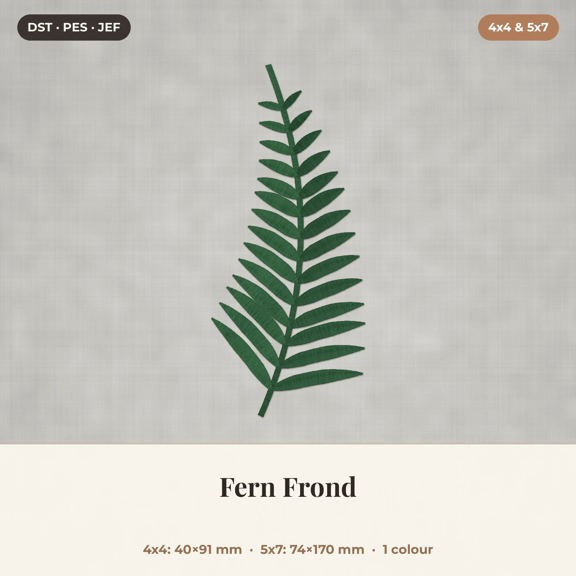 Fern Frond Machine Embroidery Design 4x4 5x7 preview