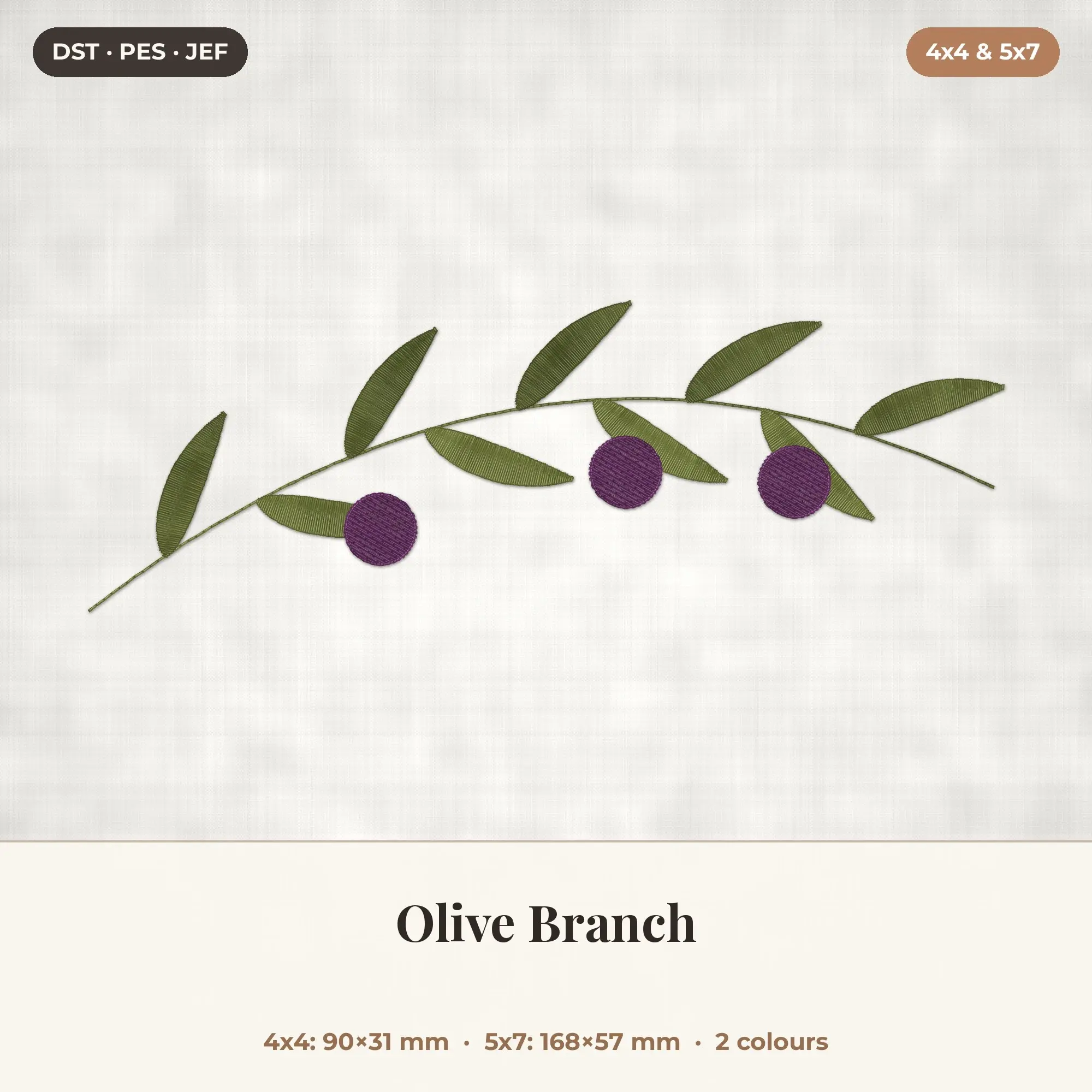 Olive Branch Machine Embroidery Design 4x4 5x7 preview