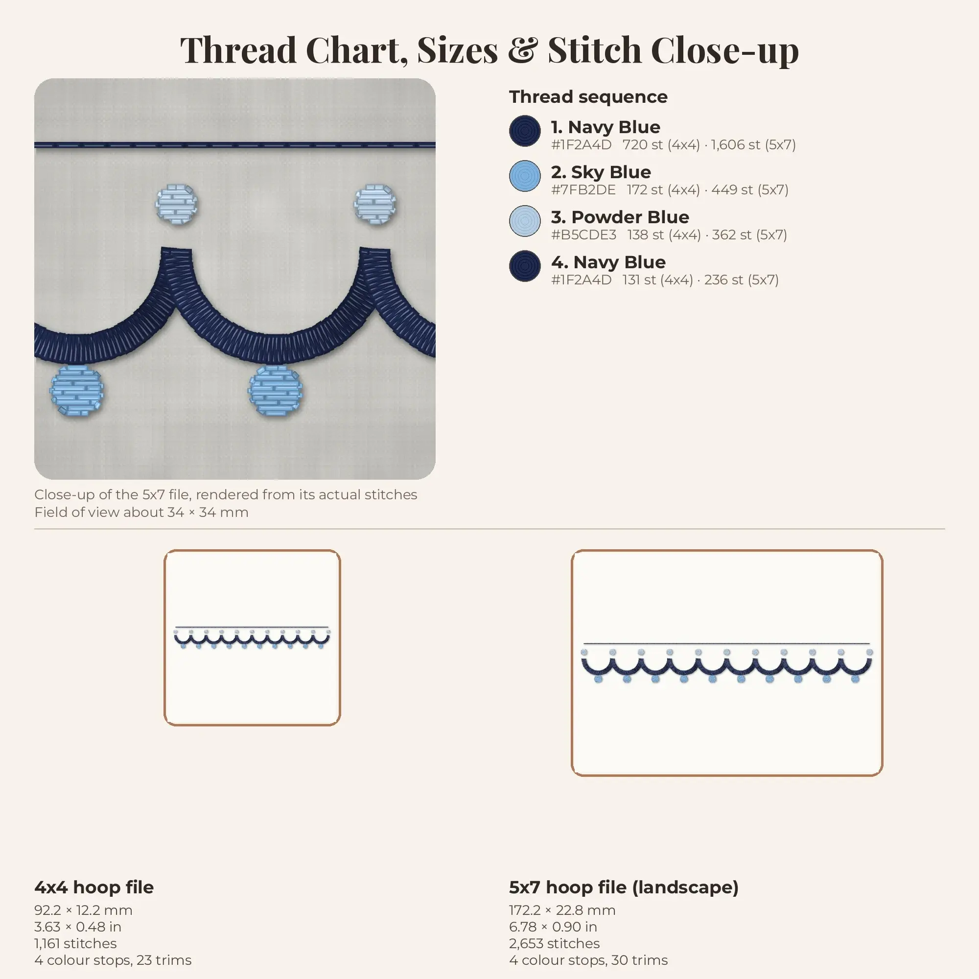 Scallop Lace Edge Border Machine Embroidery Design 4x4 5x7, preview 2 of 2