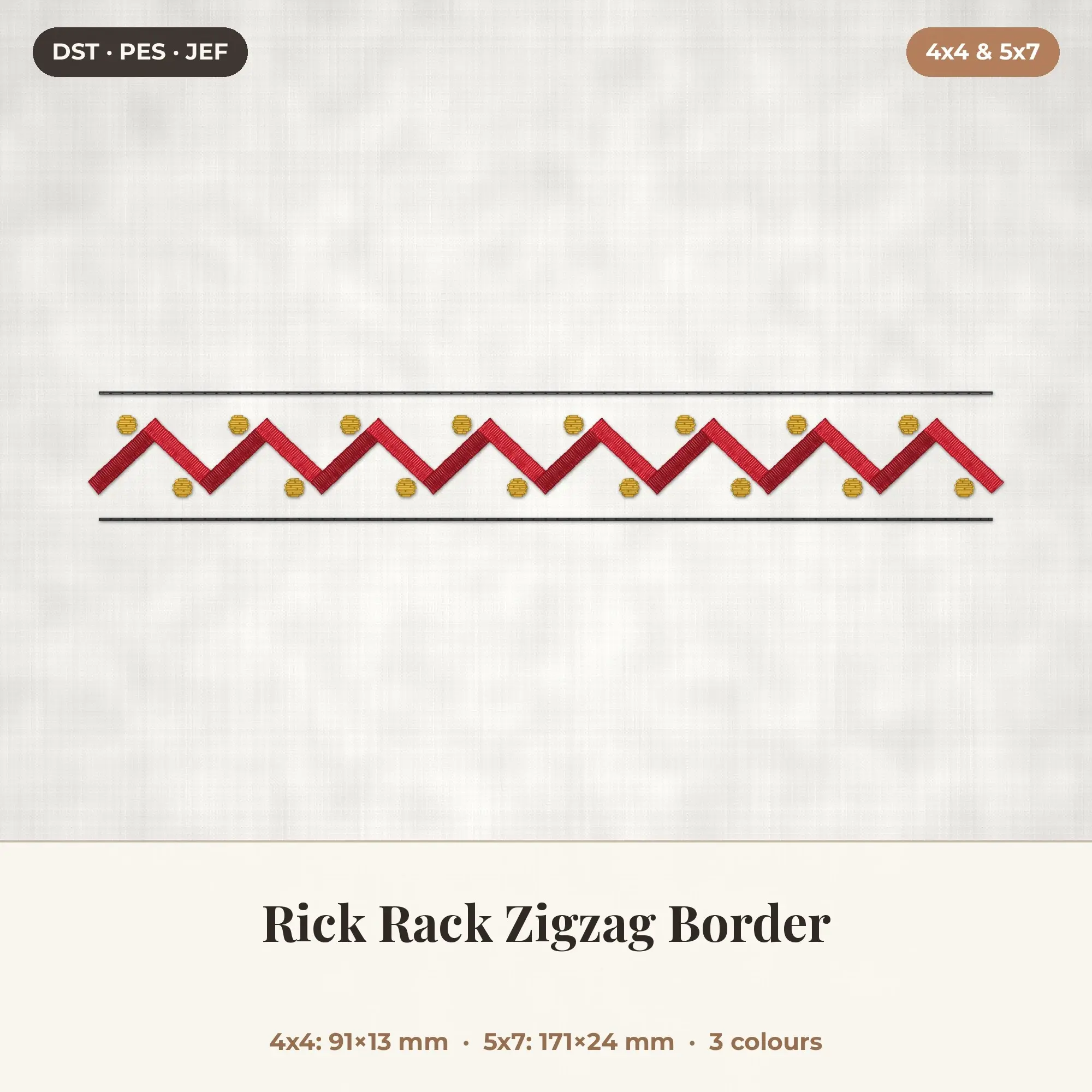 Rick Rack Zigzag Border Machine Embroidery Design 4x4 5x7 preview