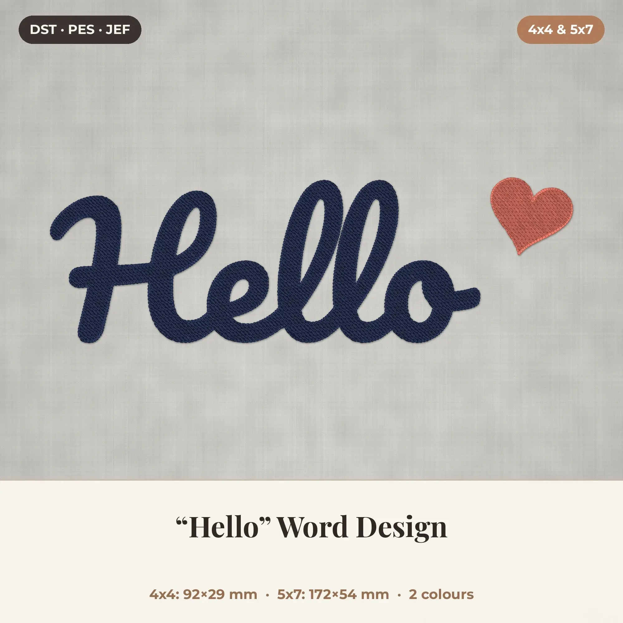 Hello Word Machine Embroidery Design 4x4 5x7 preview