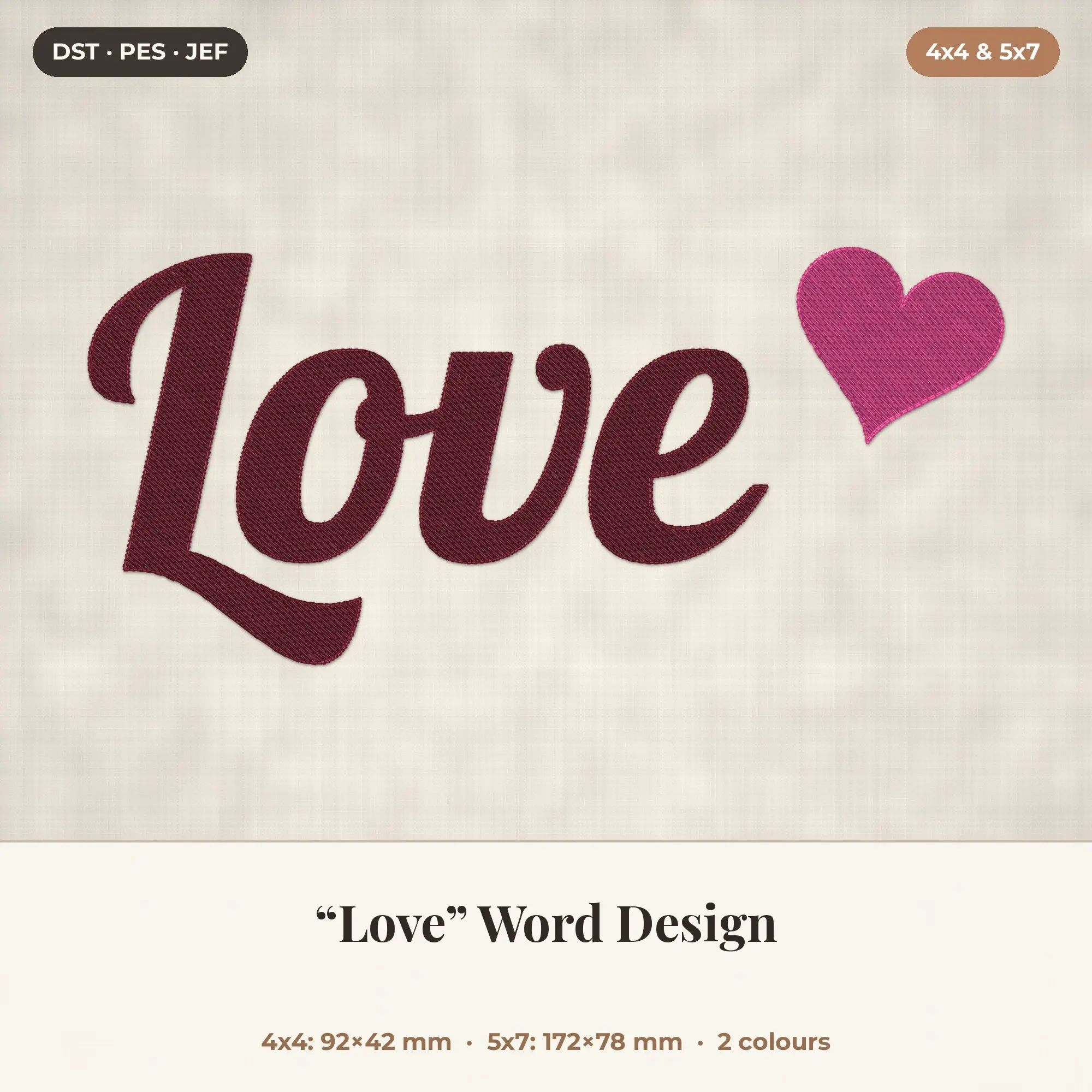 Love Word Machine Embroidery Design 4x4 5x7 preview