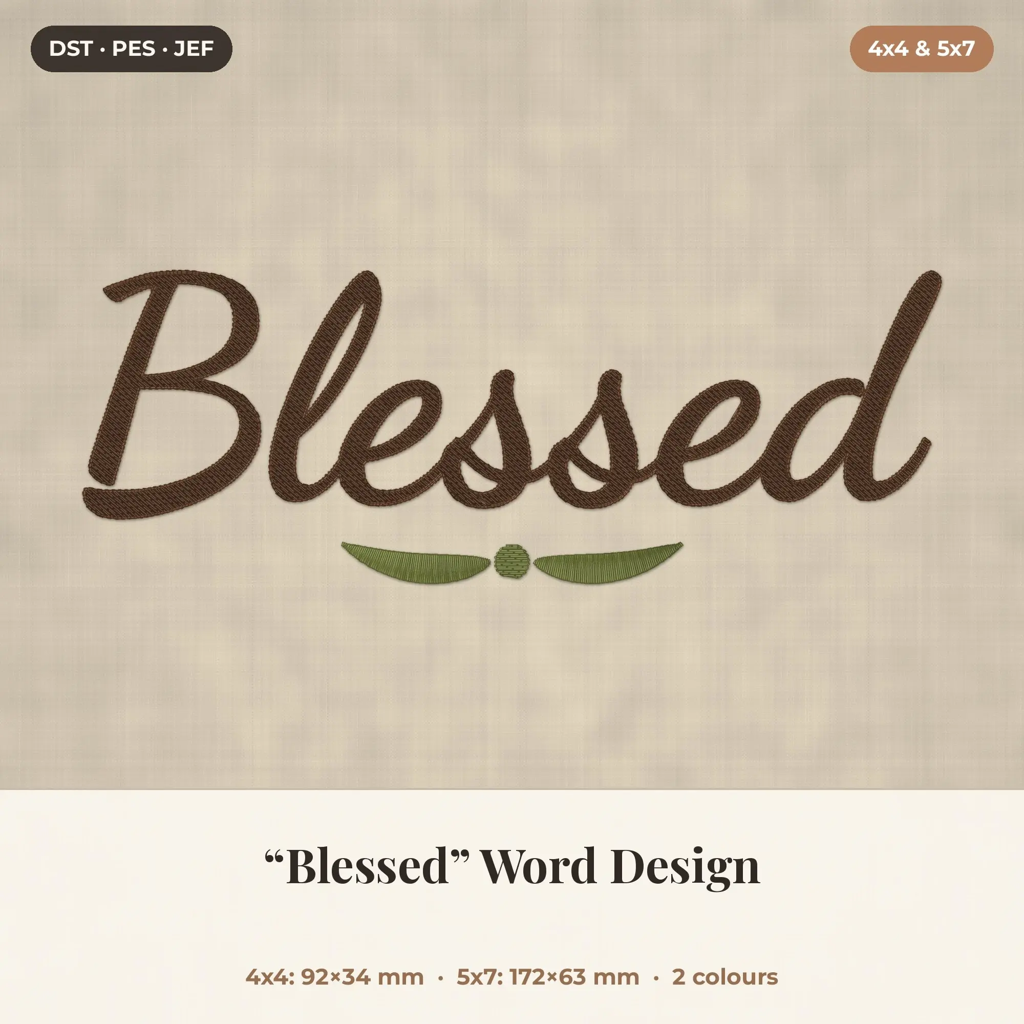 Blessed Word Machine Embroidery Design 4x4 5x7 preview