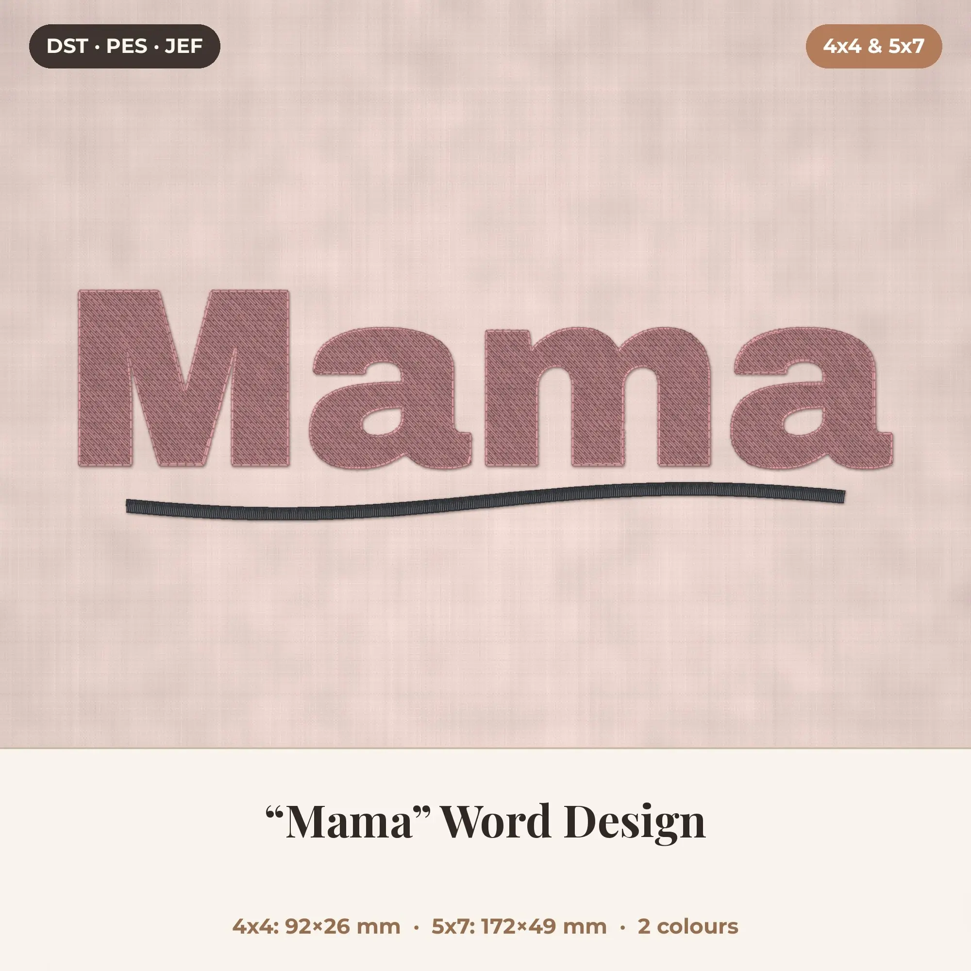 Mama Word Machine Embroidery Design 4x4 5x7 preview