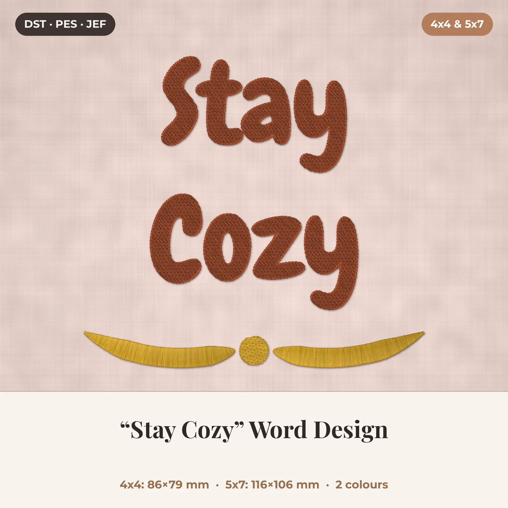 Stay Cozy Word Machine Embroidery Design 4x4 5x7 preview