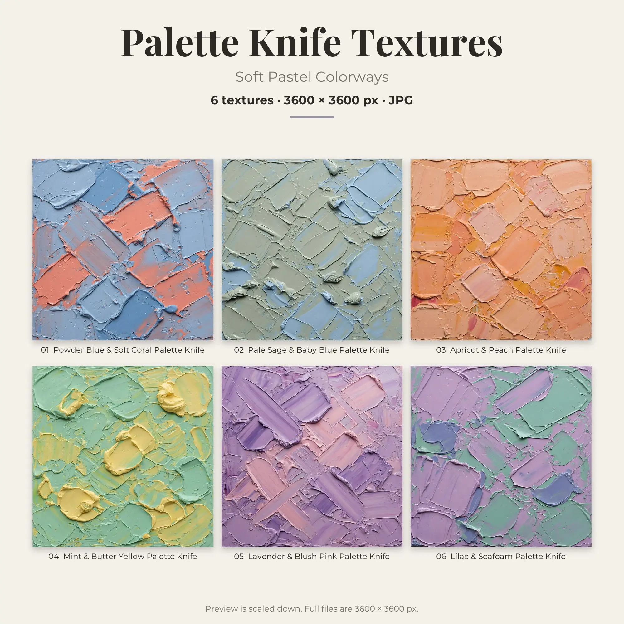 Palette Knife Backgrounds in Soft Pastel Colors – 6 JPGs preview
