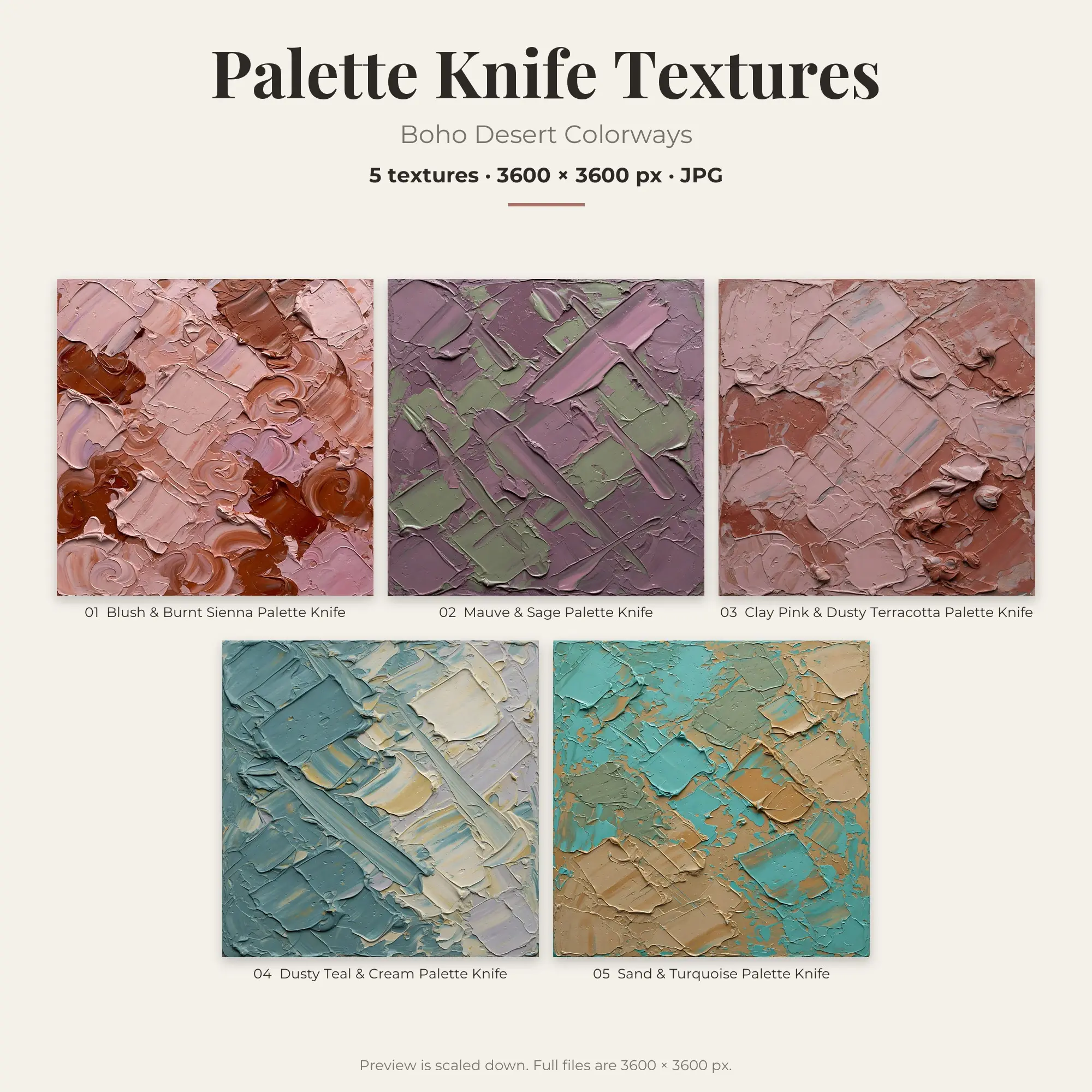 Boho Desert Palette Knife Textures – 5 Digital Backgrounds preview