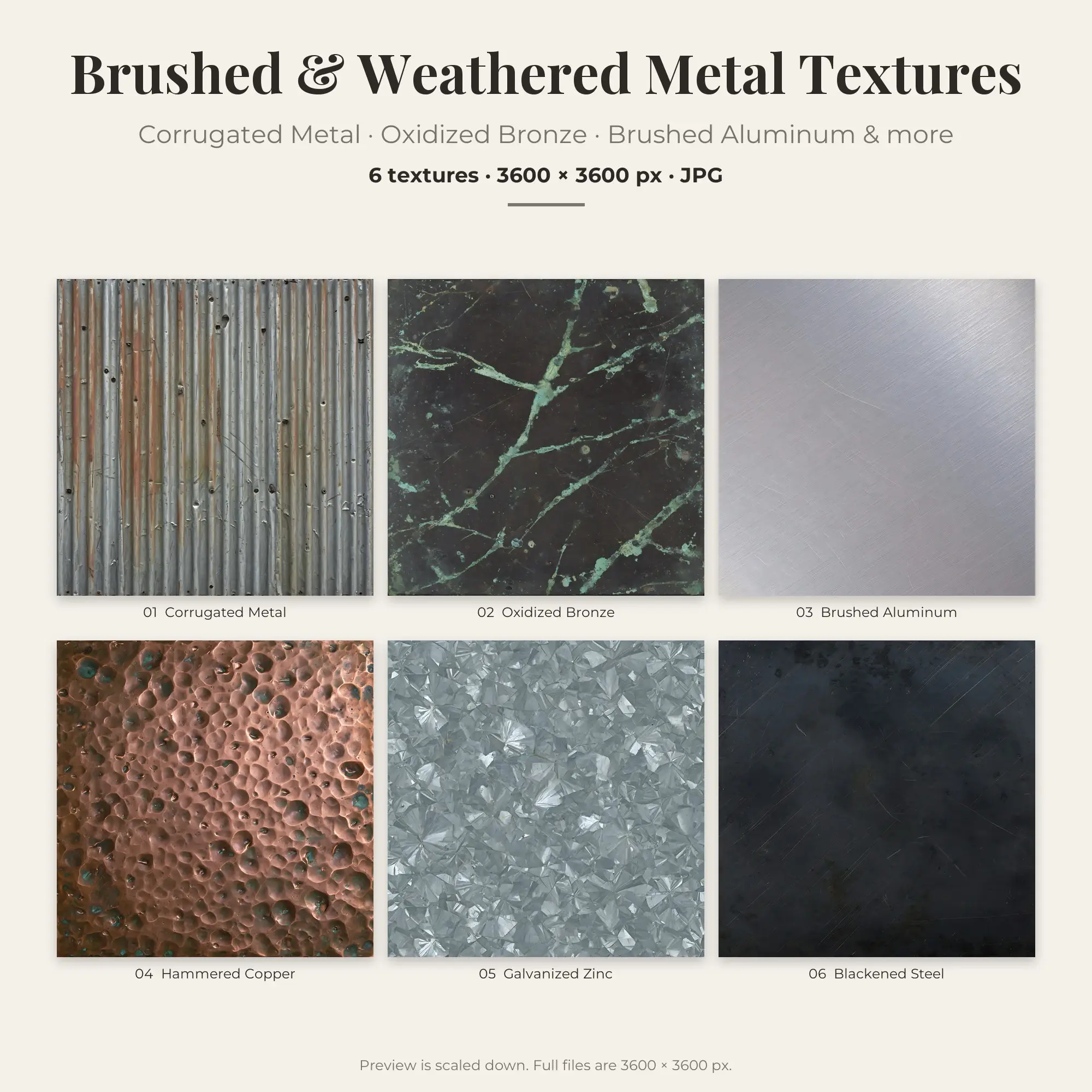 Brushed & Weathered Metal Textures: Corrugated Metal – 6 JPGs preview