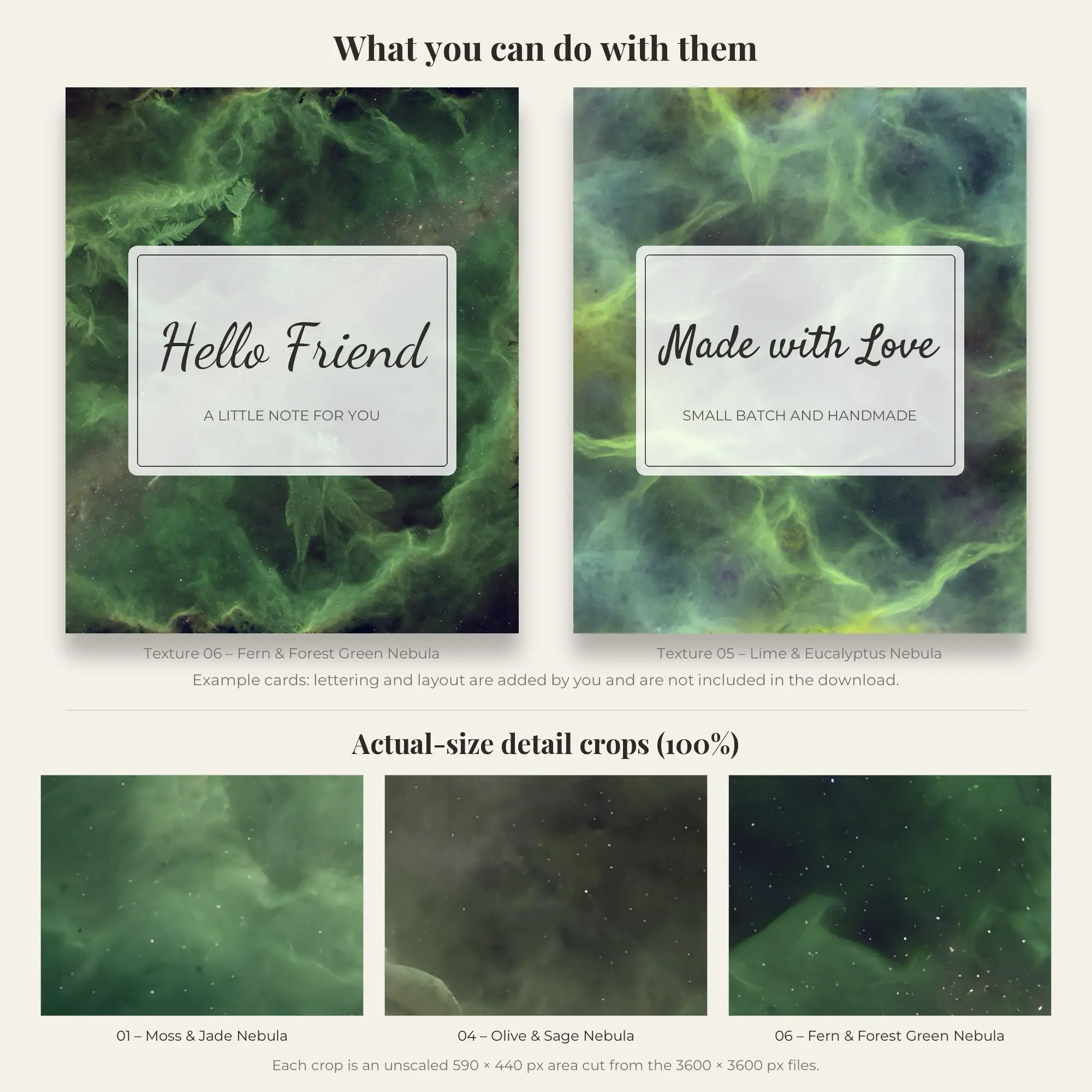 6 Forest Green Galaxy Nebula Textures, High-Res Backgrounds, preview 2 of 2
