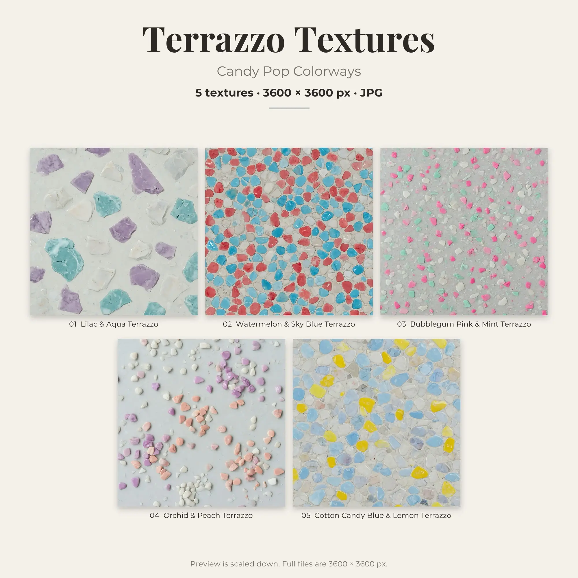 Terrazzo Backgrounds in Candy Pop Colors – 5 JPGs preview