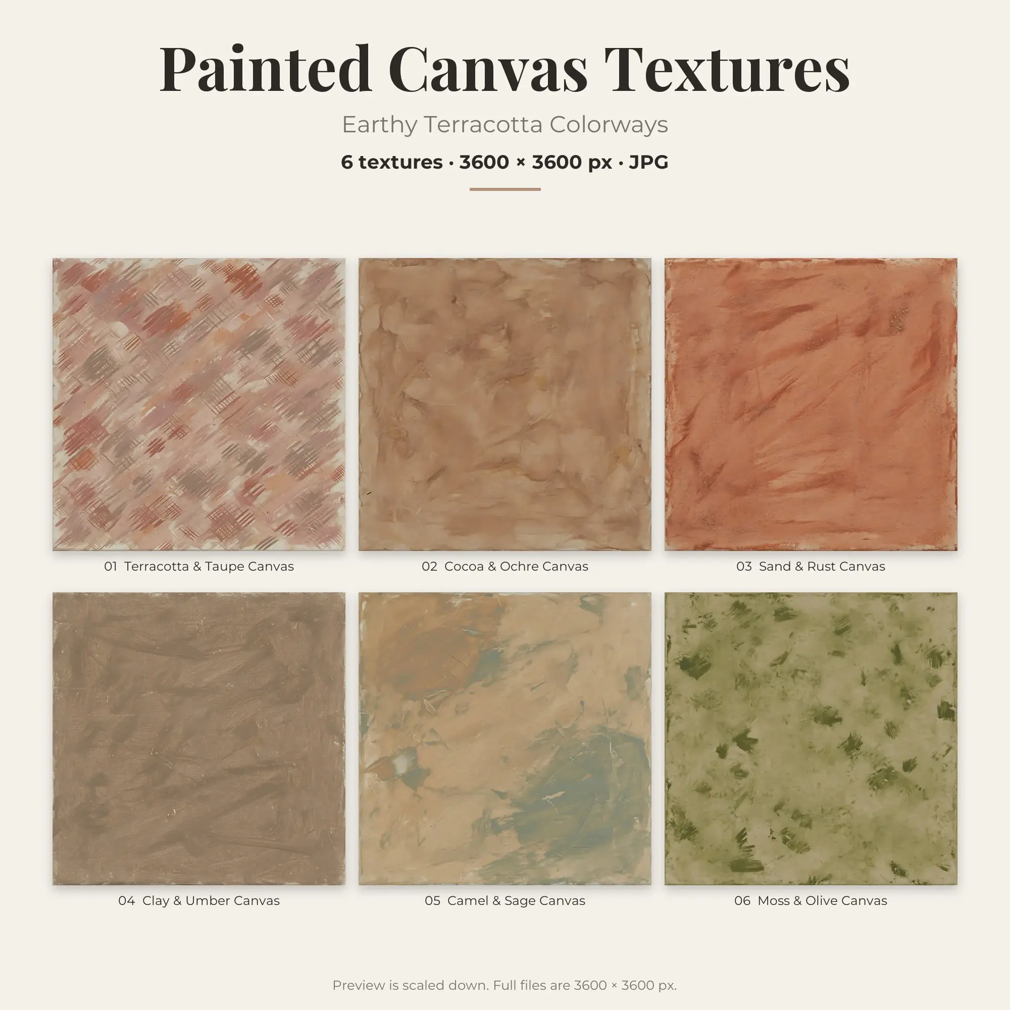 Earthy Terracotta Painted Canvas Textures – 6 Digital Backgrounds preview