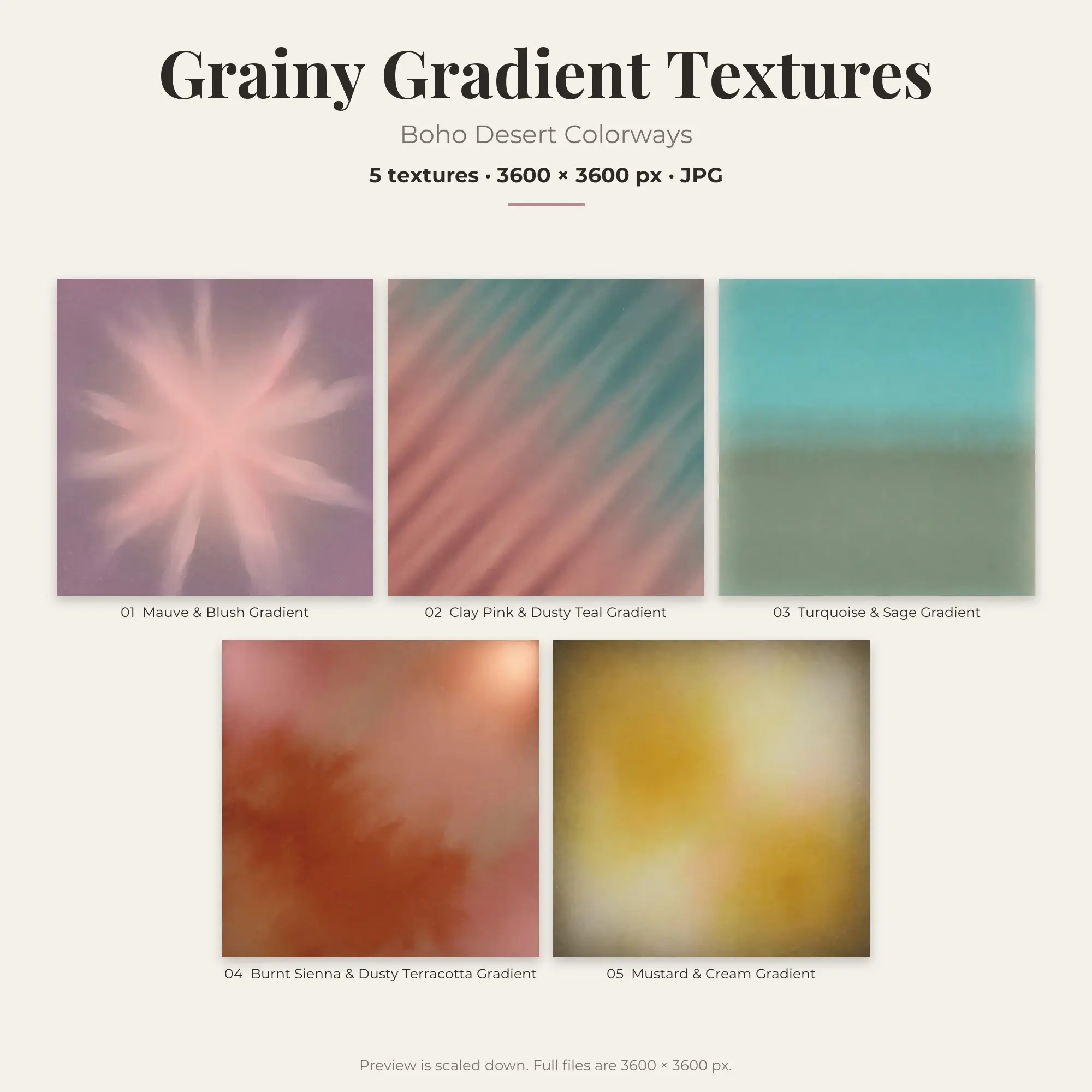 Grainy Gradient Backgrounds in Boho Desert Colors – 5 JPGs preview