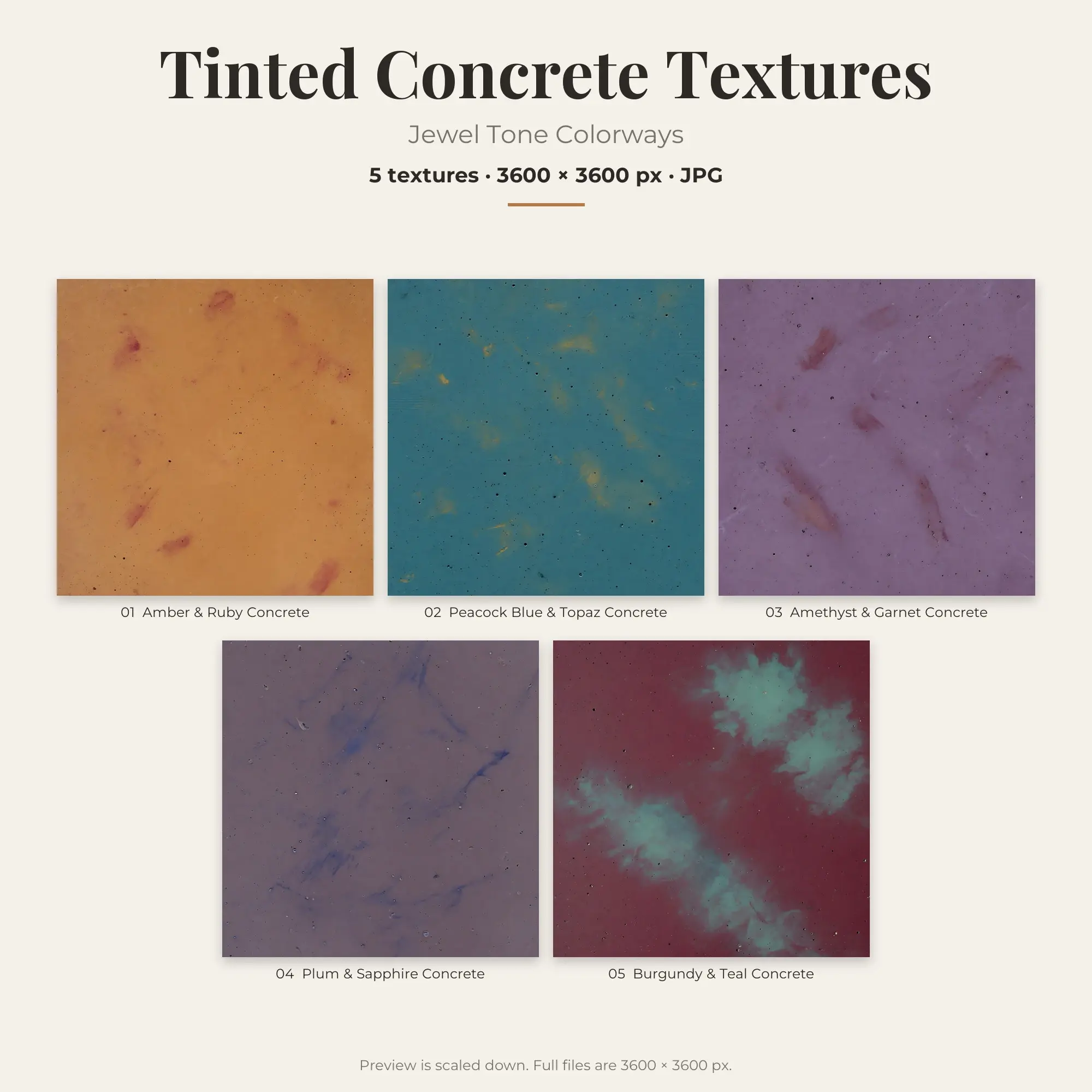 Jewel Tone Tinted Concrete Textures – 5 Digital Backgrounds preview