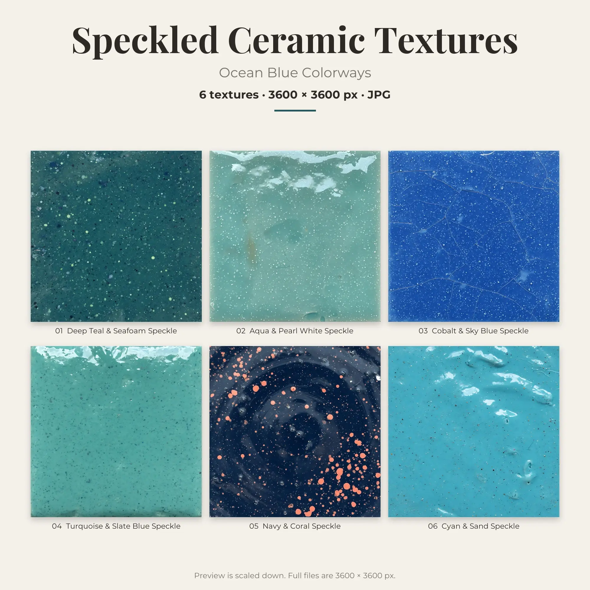 Speckled Ceramic Texture Pack, Ocean Blue Palette – 6 JPGs preview