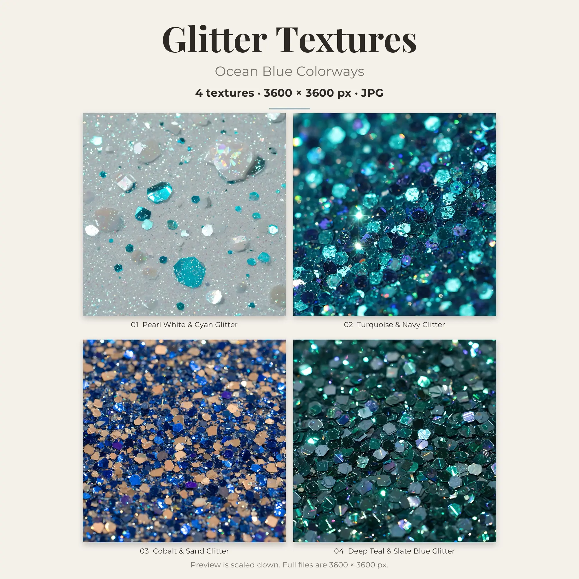 Glitter Backgrounds in Ocean Blue Colors – 4 JPGs preview