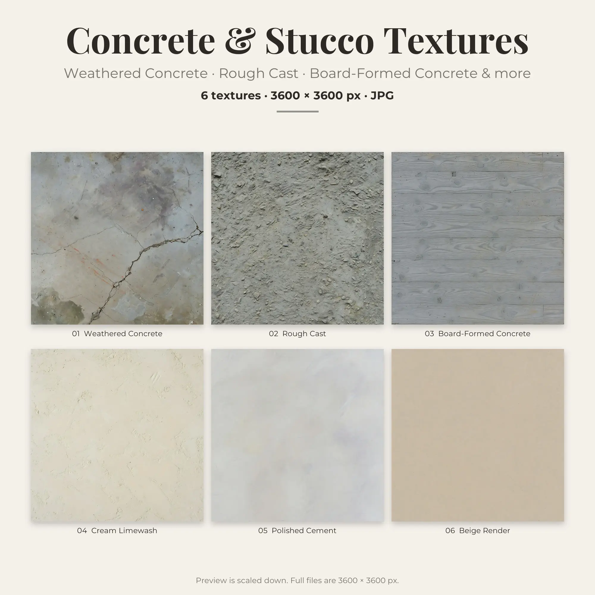 Concrete & Stucco Textures: Weathered Concrete & Rough Cast – 6 JPGs preview